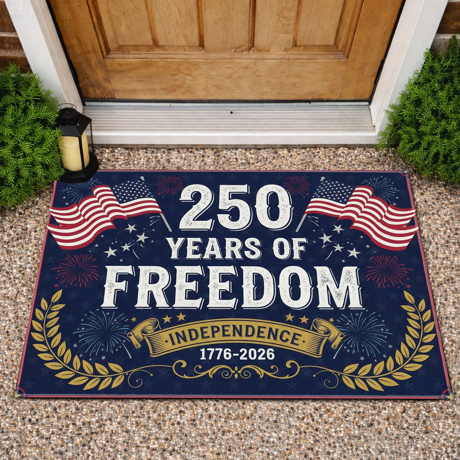 250 Years Freedom 1776-2026 American Flag Patriotic - USA Independence Day Gift Doormat - 1