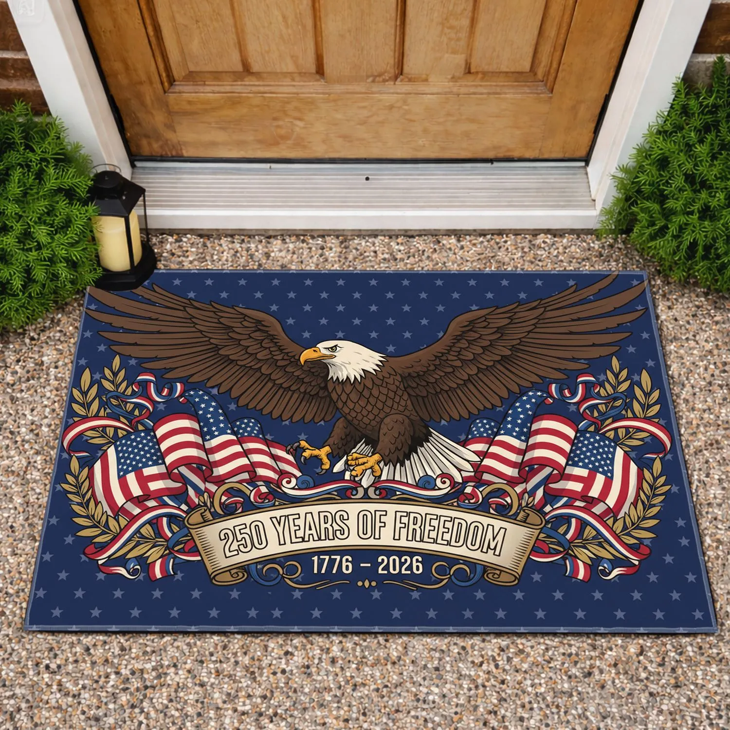Bald Eagle American Flag 1776-2026 - USA 250th Anniversary Patriotic Border Doormat - 1