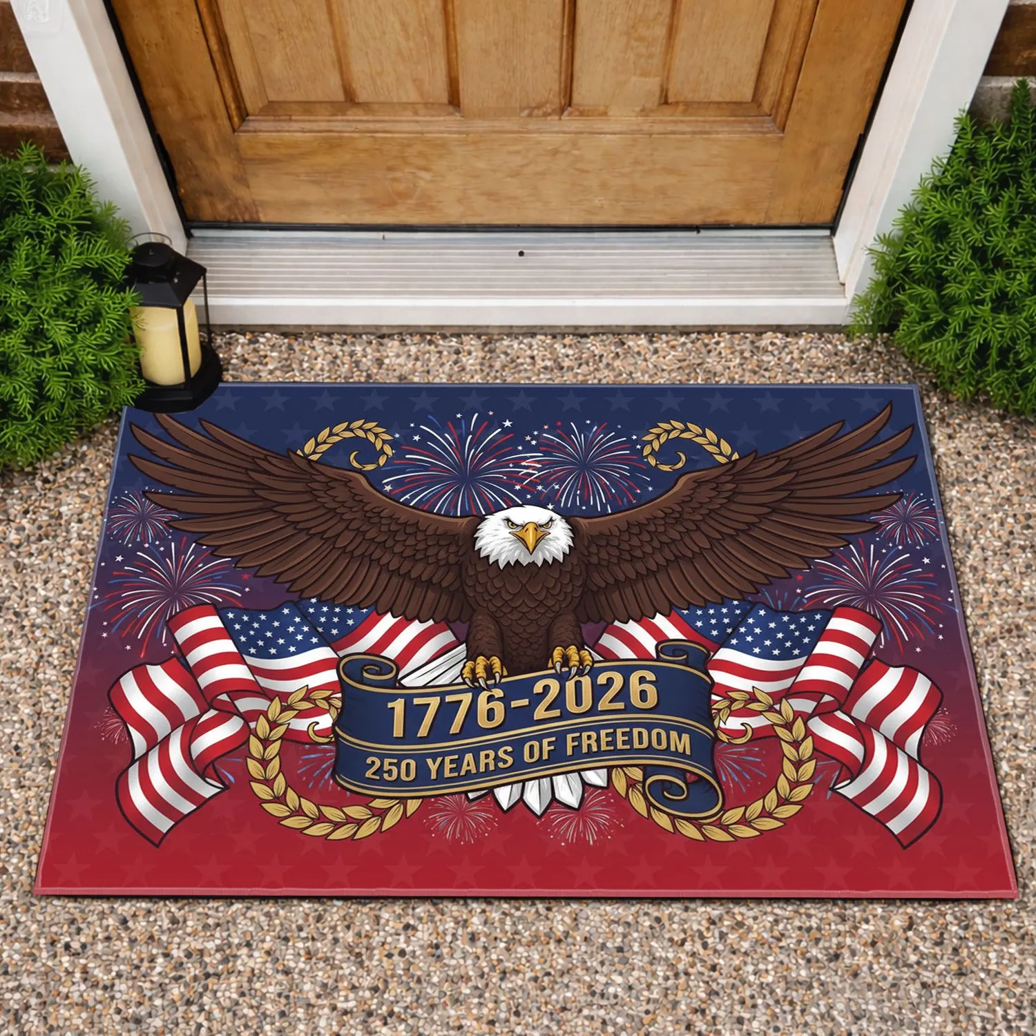 Bald Eagle American Flag 1776-2026 - USA 250 Years of Freedom Patriotic Heritage Doormat - 1