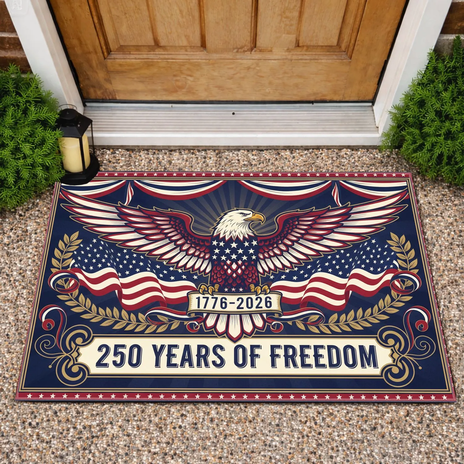 Bald Eagle American Flag 1776-2026 - USA 250th Anniversary Freedom Gift for Veterans Doormat - 1