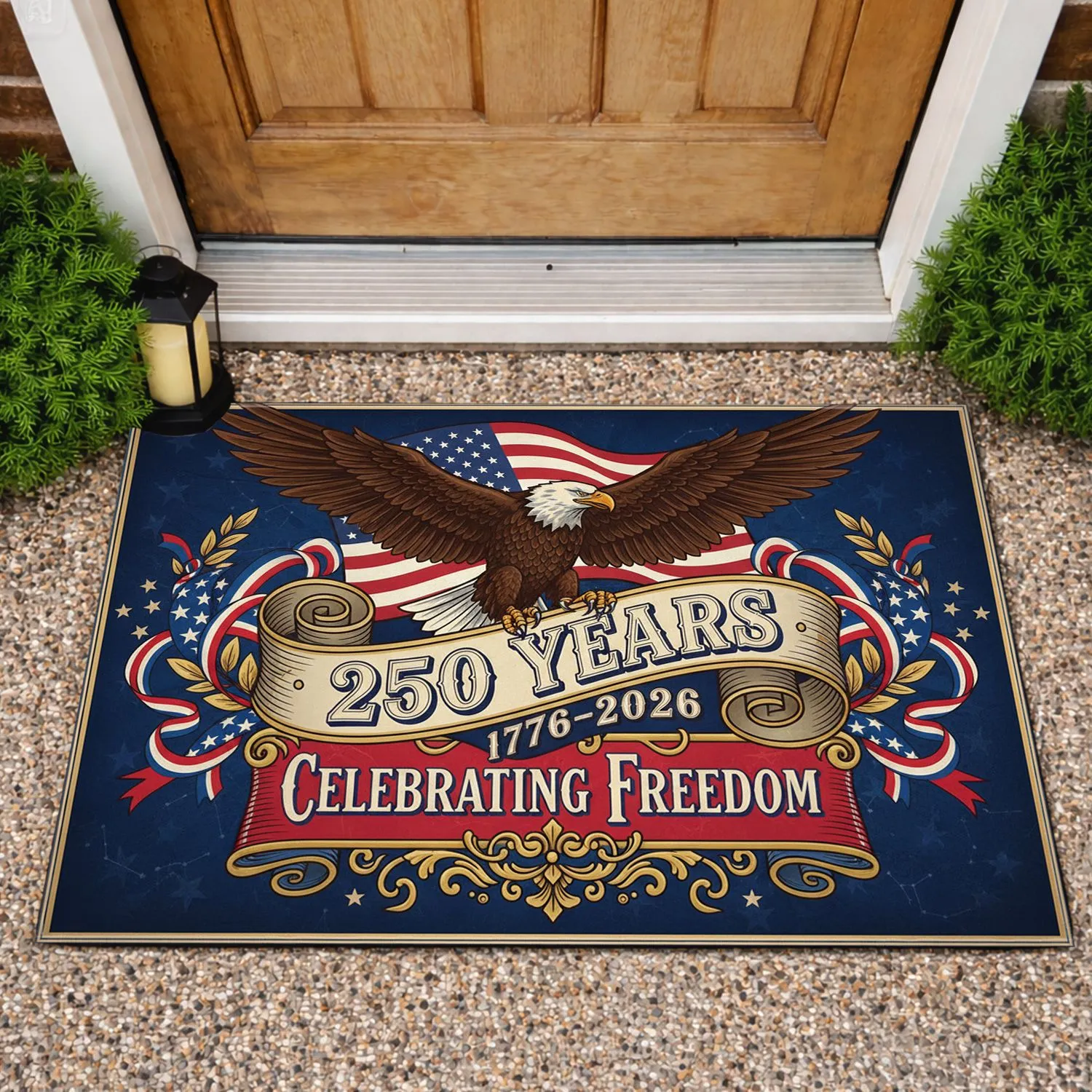 Bald Eagle American Flag 1776-2026 - USA 250th Anniversary Celebrating Freedom Doormat - 1