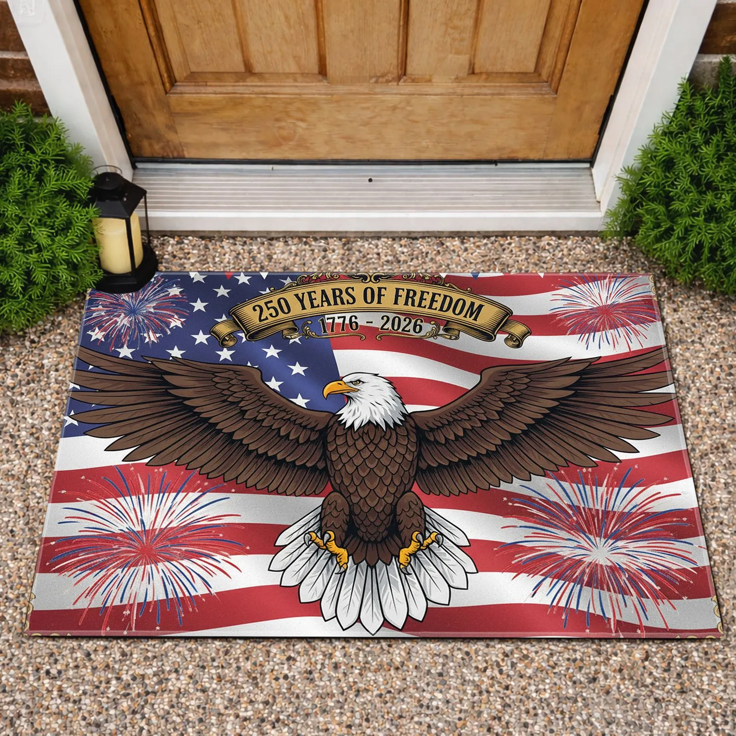 Bald Eagle American Flag 1776-2026 - USA 250th Anniversary Freedom Independence Day Doormat - 1