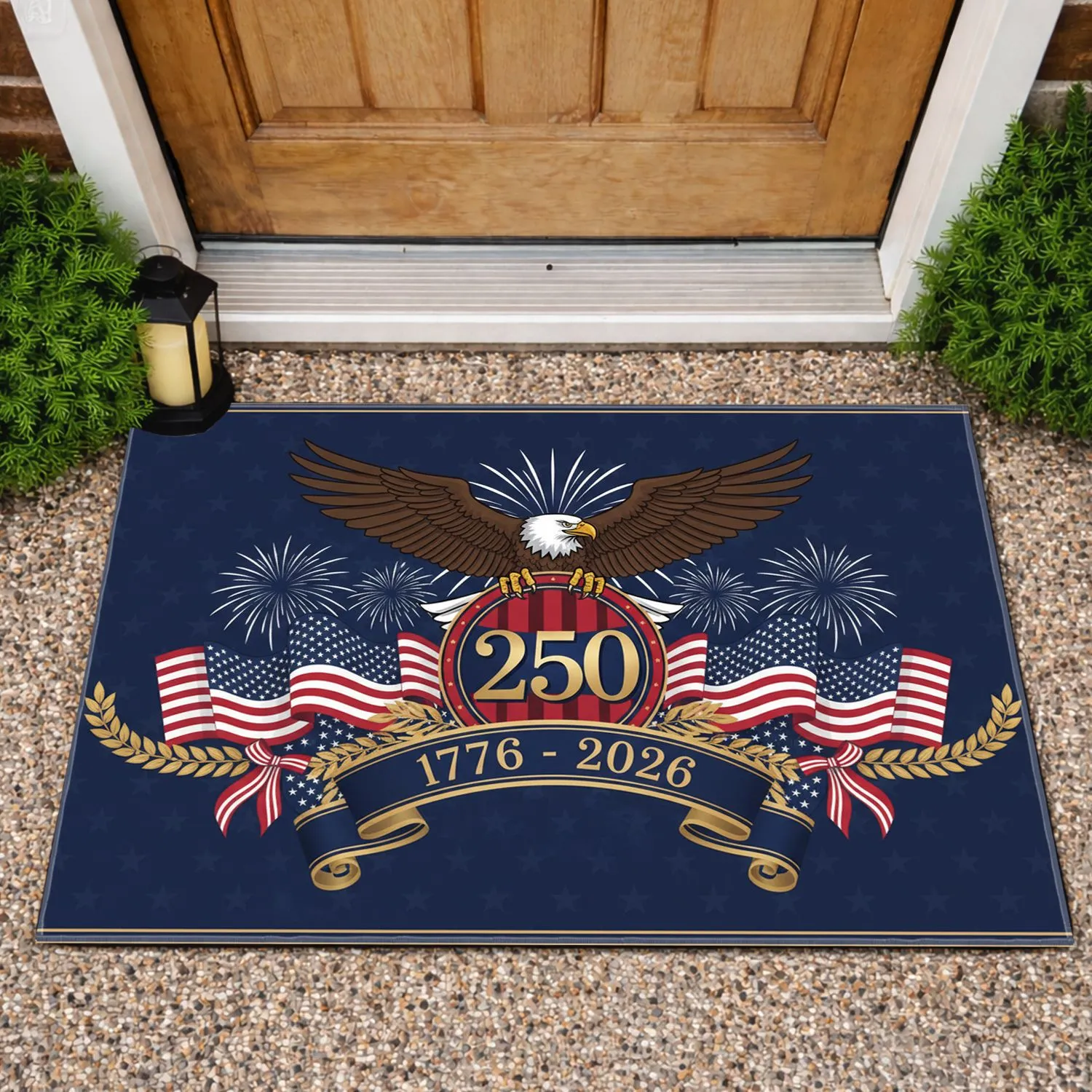 Bald Eagle American Flag 1776-2026 - USA 250th Anniversary Patriotic Display for Veterans Doormat - 1