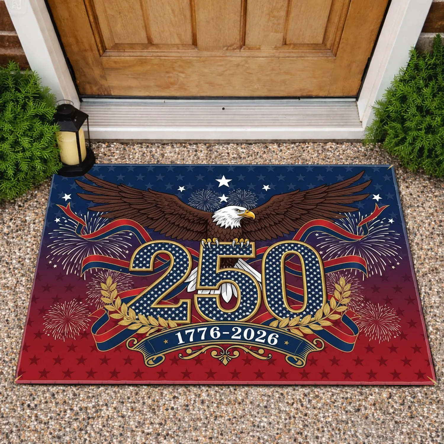 Bald Eagle 250th Anniversary 1776-2026 - USA Patriotic Independence Day Gift for Veterans Doormat - 1