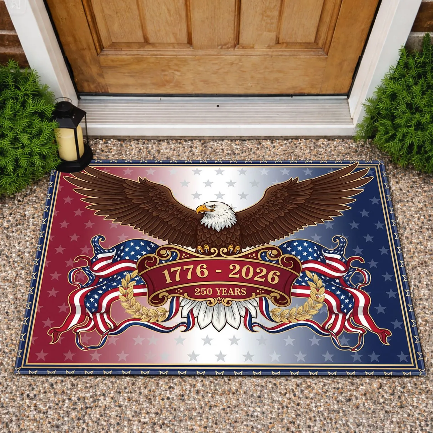 Bald Eagle American Flag 1776-2026 - USA 250th Anniversary Independence Day Celebration Doormat - 1