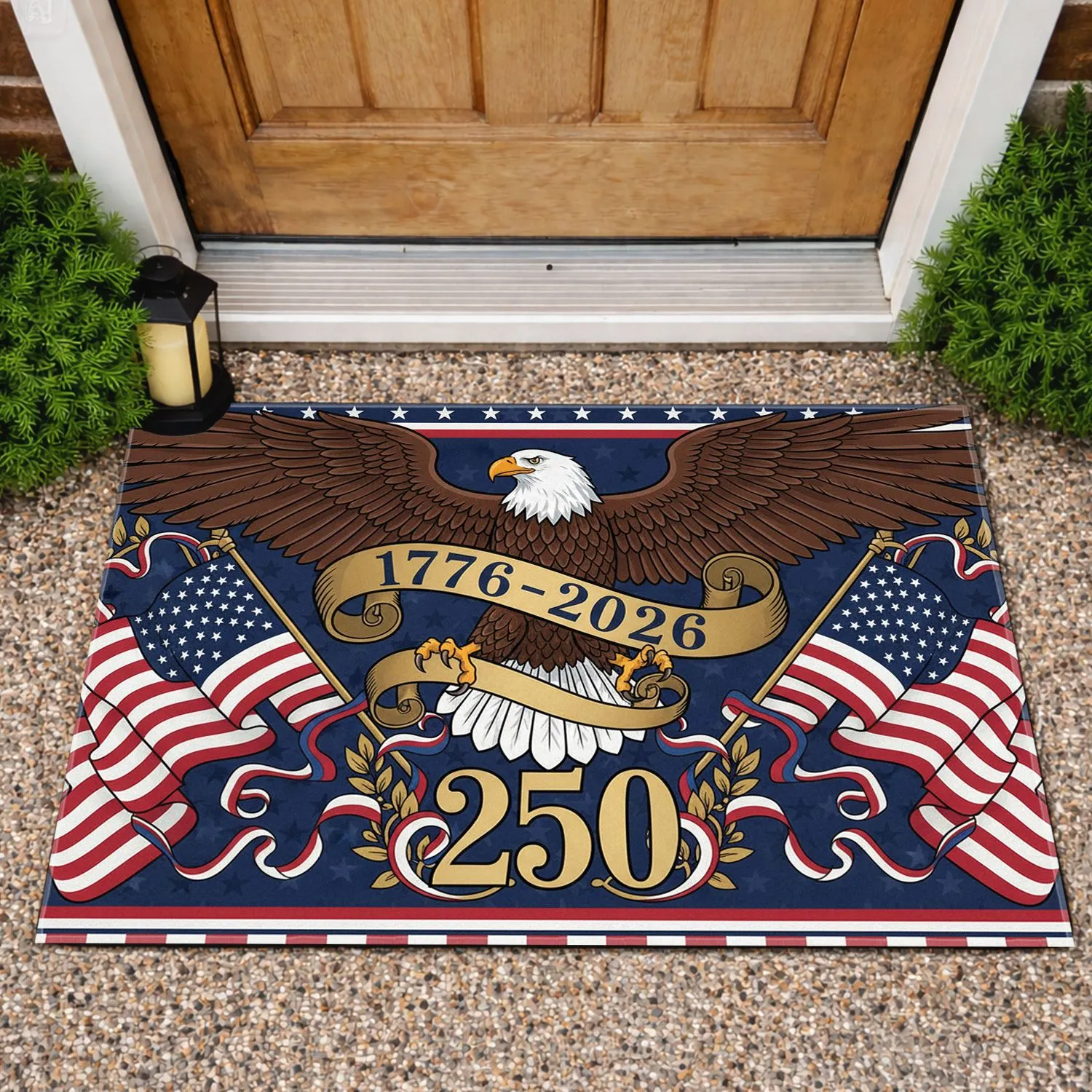 Bald Eagle American Flag 1776-2026 - USA 250th Anniversary Independence Day Celebration Doormat - 1