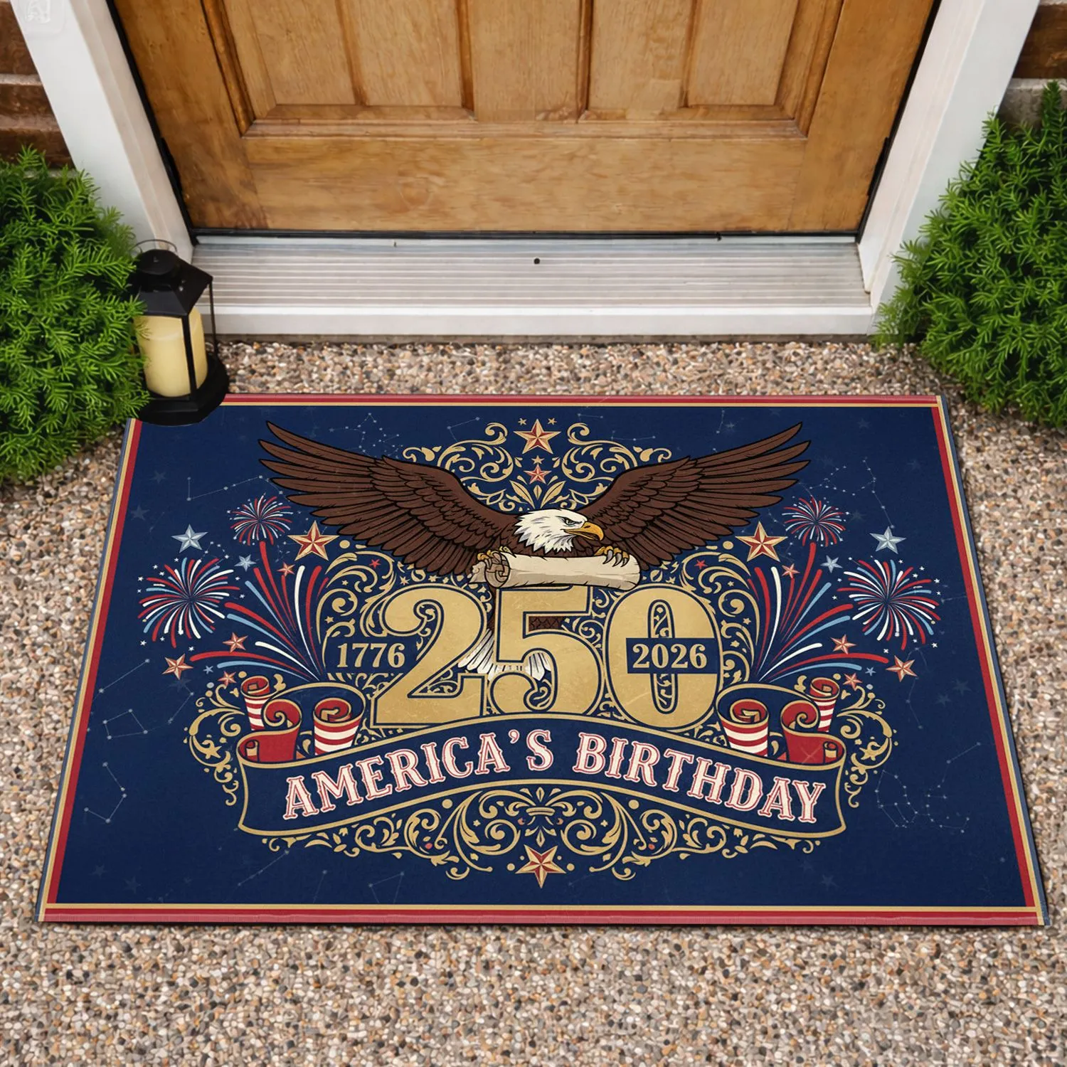 Bald Eagle America's Birthday 1776-2026 USA 250th Anniversary Independence Day Doormat - 1