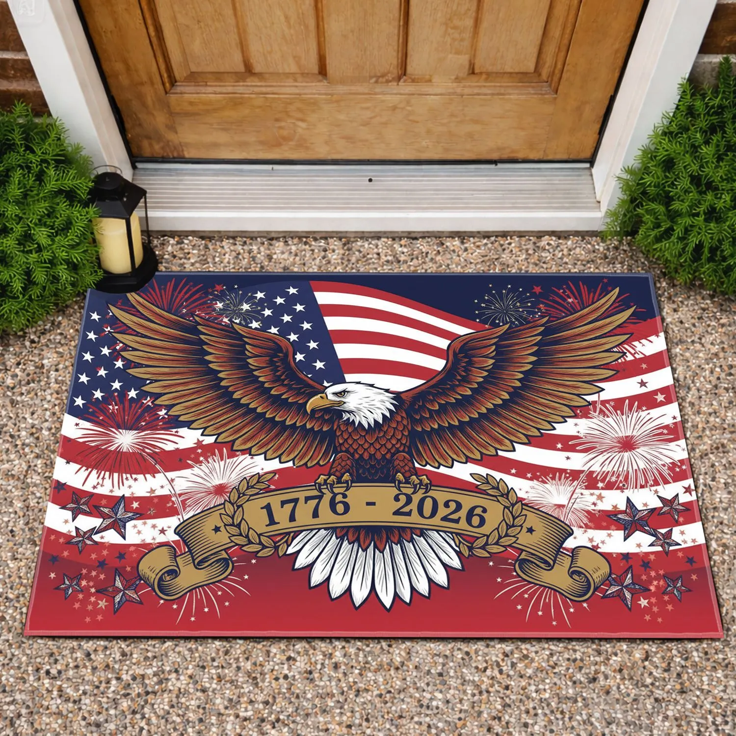 Bald Eagle American Flag 1776-2026 - USA 250th Anniversary Patriotic Freedom Doormat - 1