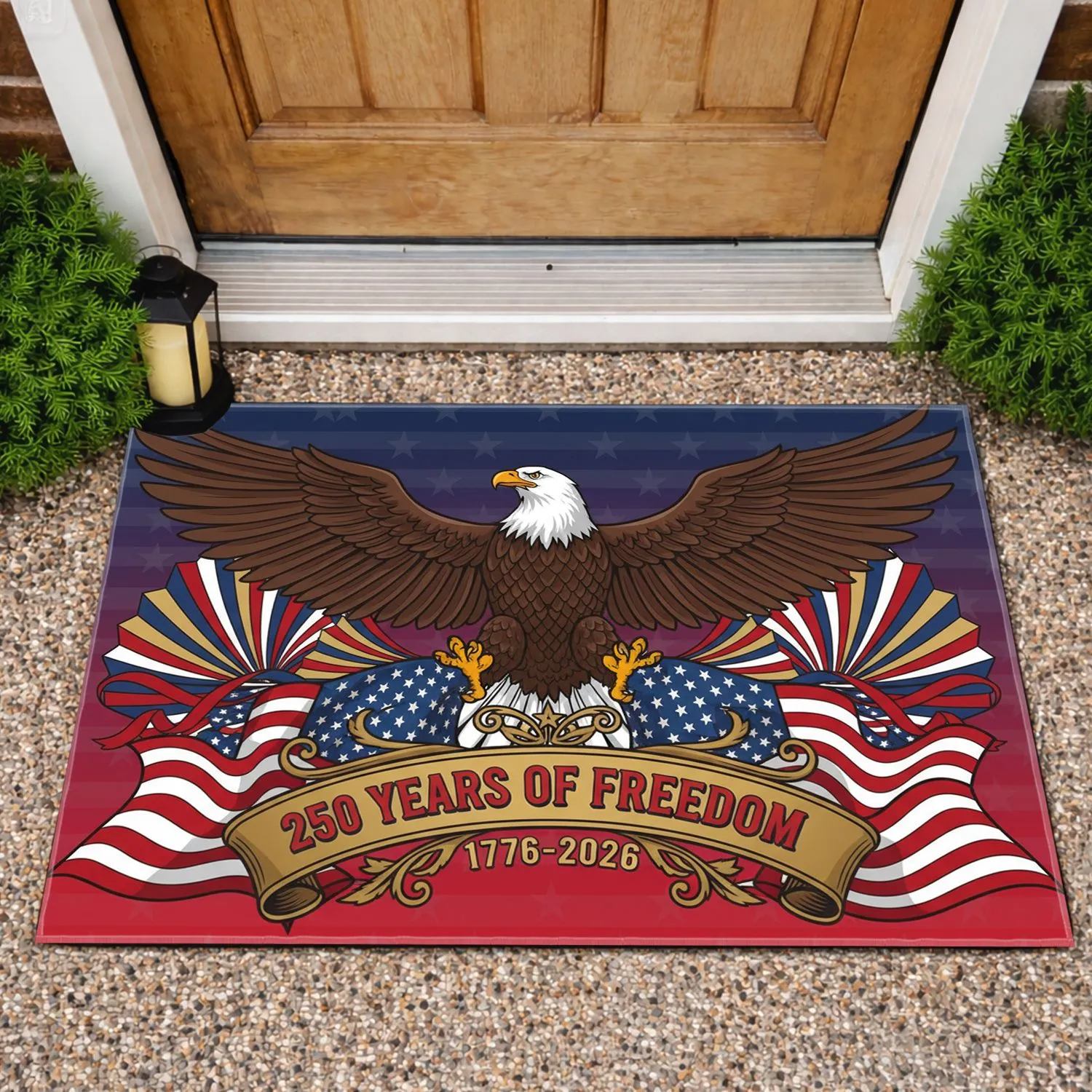 Bald Eagle American Flag 1776-2026 - USA 250 Years of Freedom Independence Day Doormat - 1