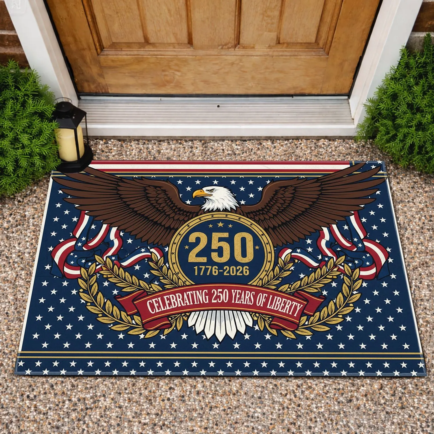 Bald Eagle American Flag 1776-2026 - USA 250th Anniversary Patriotic Liberty Shield Doormat - 1
