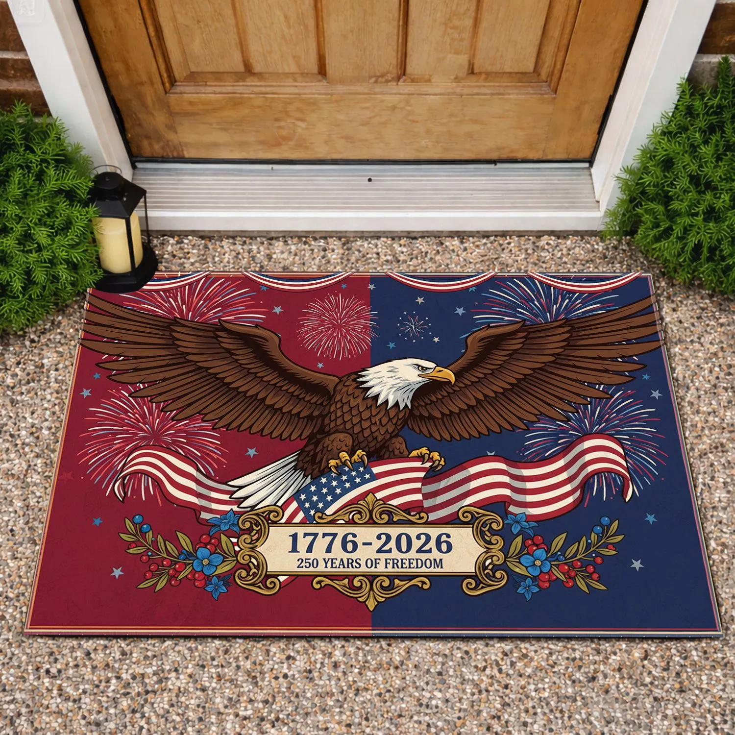 Bald Eagle American Flag 1776-2026 - USA 250th Anniversary Independence Day Doormat - 1