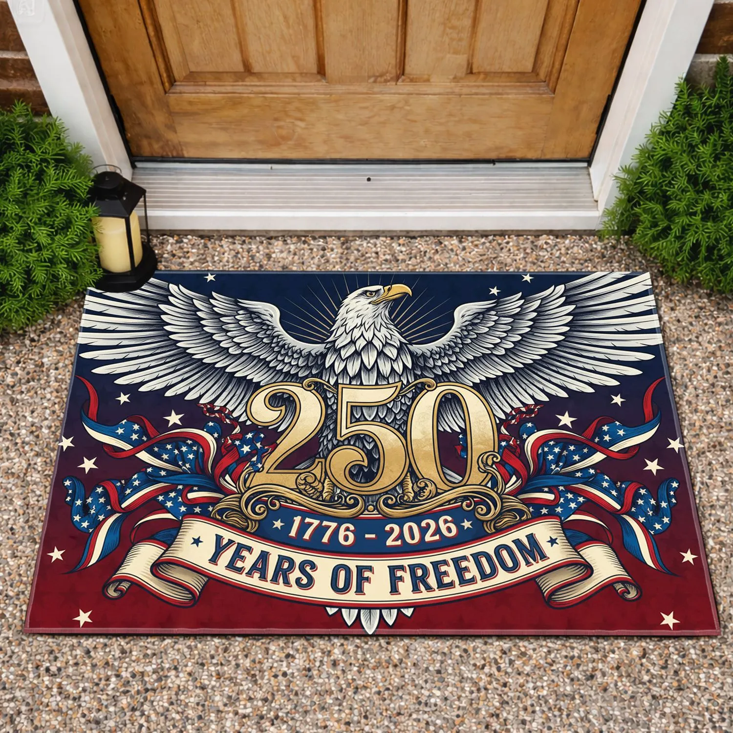 Bald Eagle Patriotic American 1776-2026 - USA 250 Years of Freedom Anniversary Doormat - 1