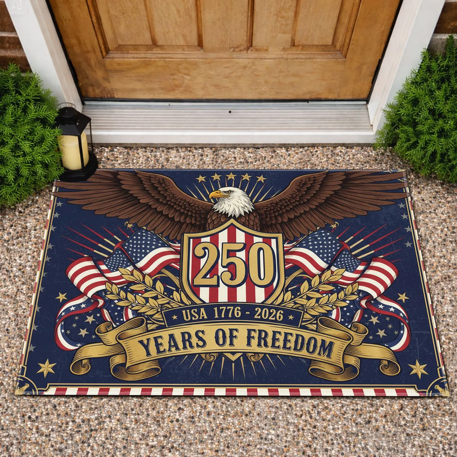 Bald Eagle American Flag 1776-2026 - USA 250th Anniversary Freedom Celebration Doormat - 1