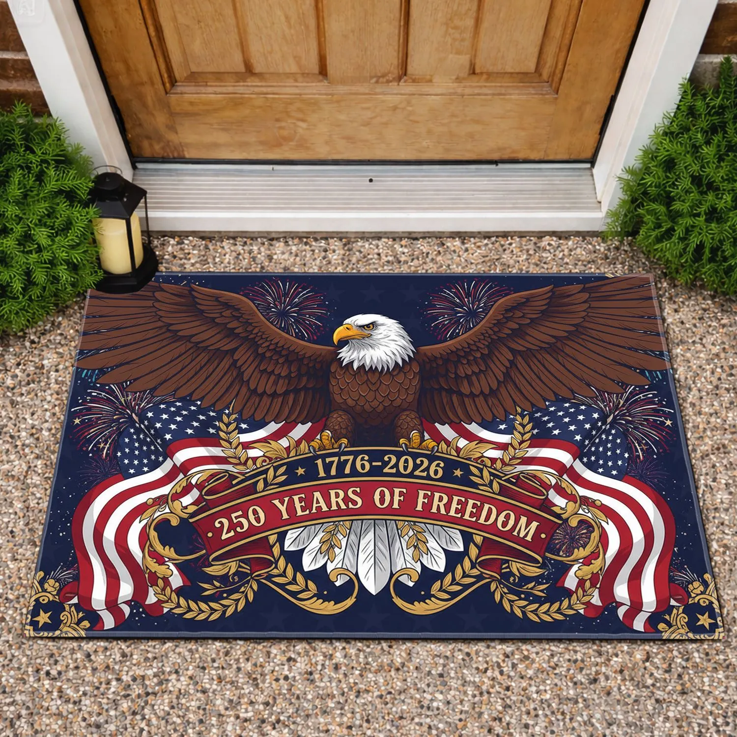 American Bald Eagle Flag 1776-2026 - USA 250th Anniversary Patriotic Gift for Veterans Doormat - 1