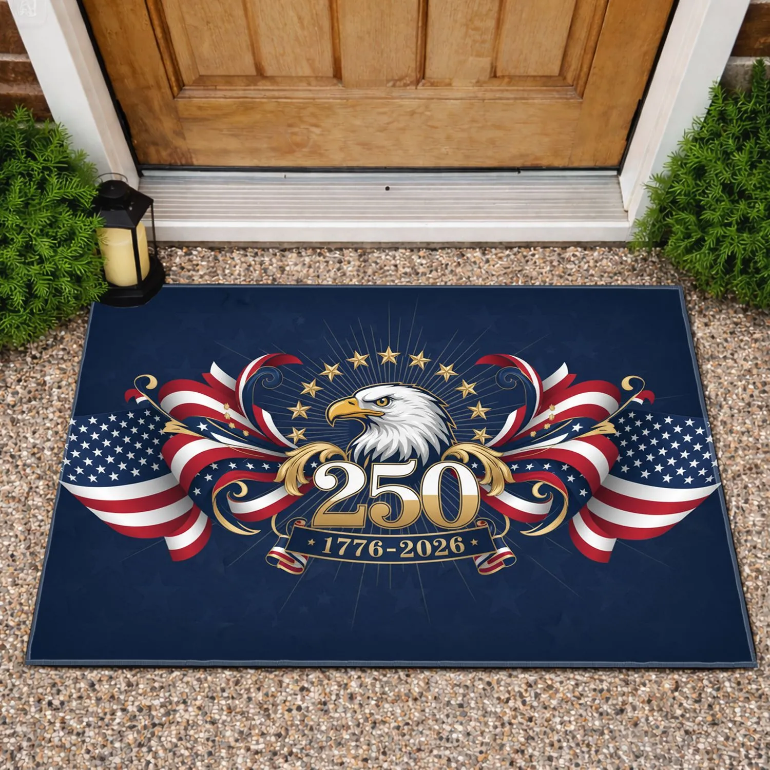 Bald Eagle American Flag 250th Anniversary 1776-2026 - USA Independence Day Gift for Veterans Doormat - 1