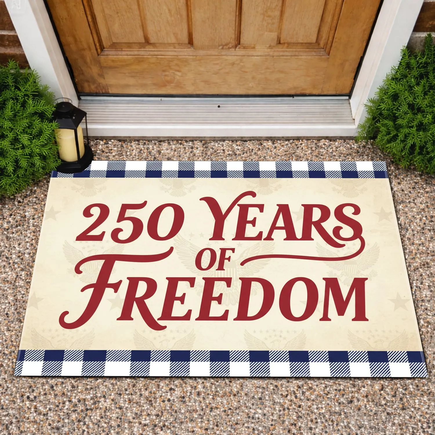 250 Years of Freedom Patriotic Checkered 1776-2026 - USA 250th Anniversary Celebration Doormat - 1