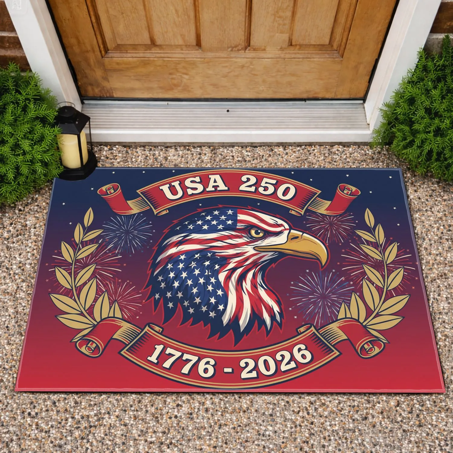 Bald Eagle American Flag 1776-2026 - USA 250th Anniversary Independence Day Gift for Veterans Doormat - 1