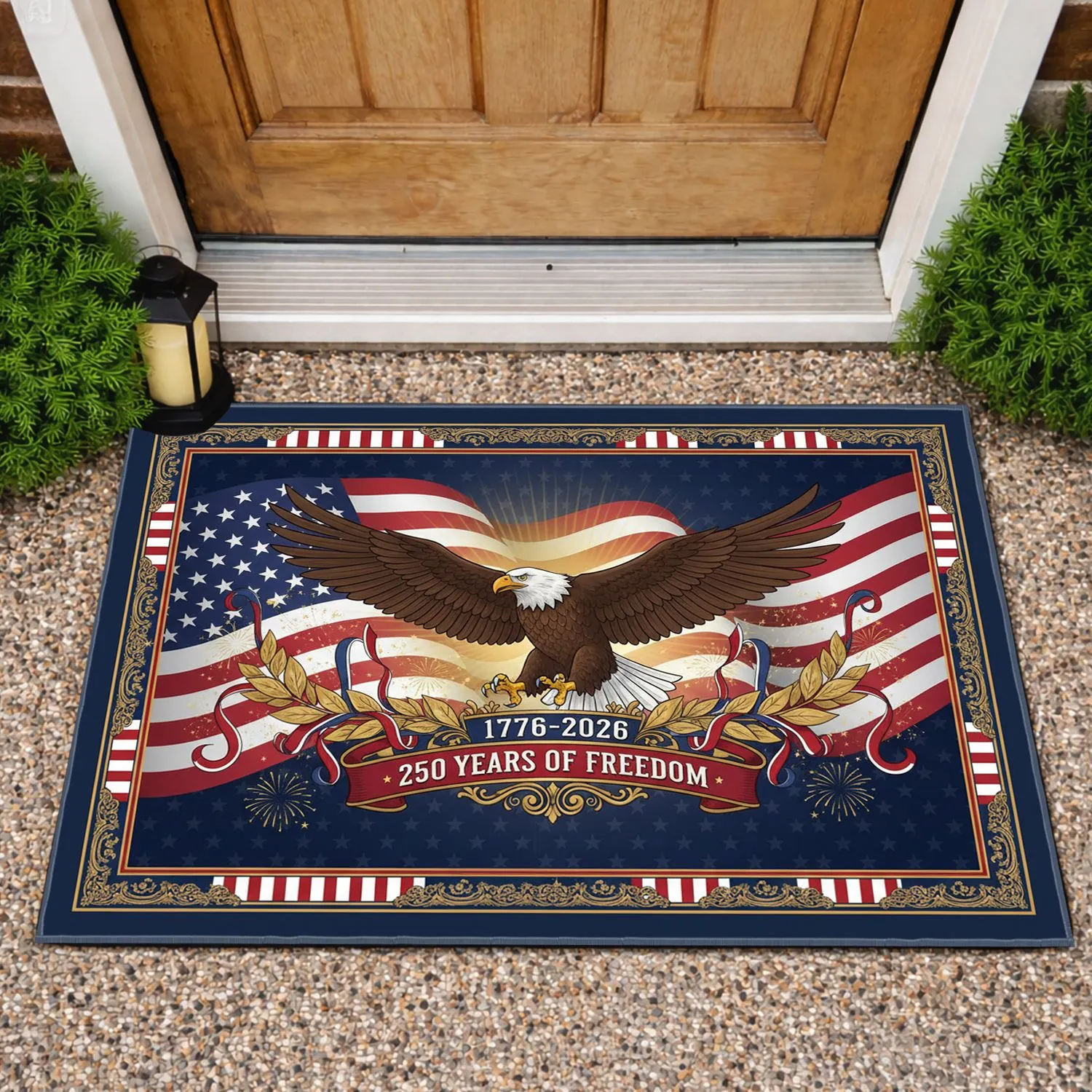 Bald Eagle American Flag 1776-2026 - USA 250th Anniversary Patriotic Gift for Veterans Doormat - 1
