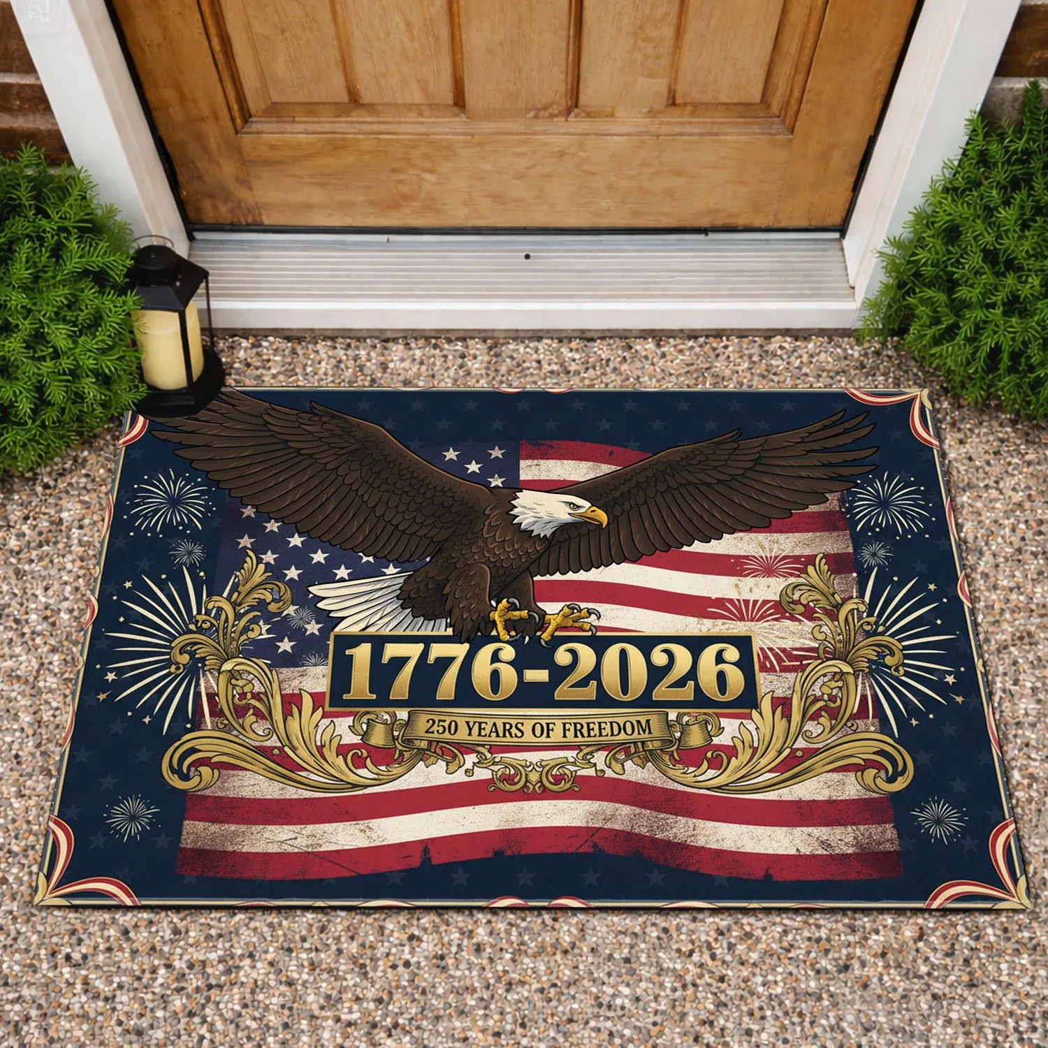 Bald Eagle American Flag 1776-2026 - USA 250th Anniversary Independence Day Gift for Veterans Doormat - 1
