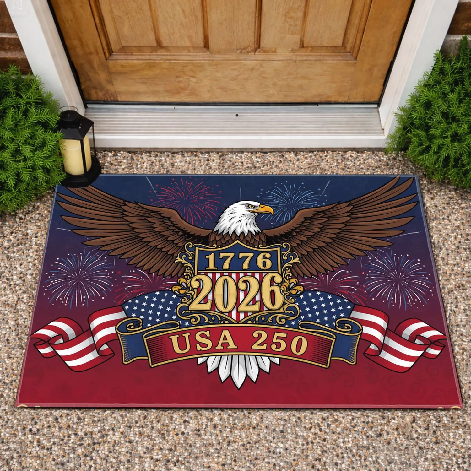 Bald Eagle American Flag 1776-2026 - USA 250th Anniversary Independence Day Celebration Doormat - 1
