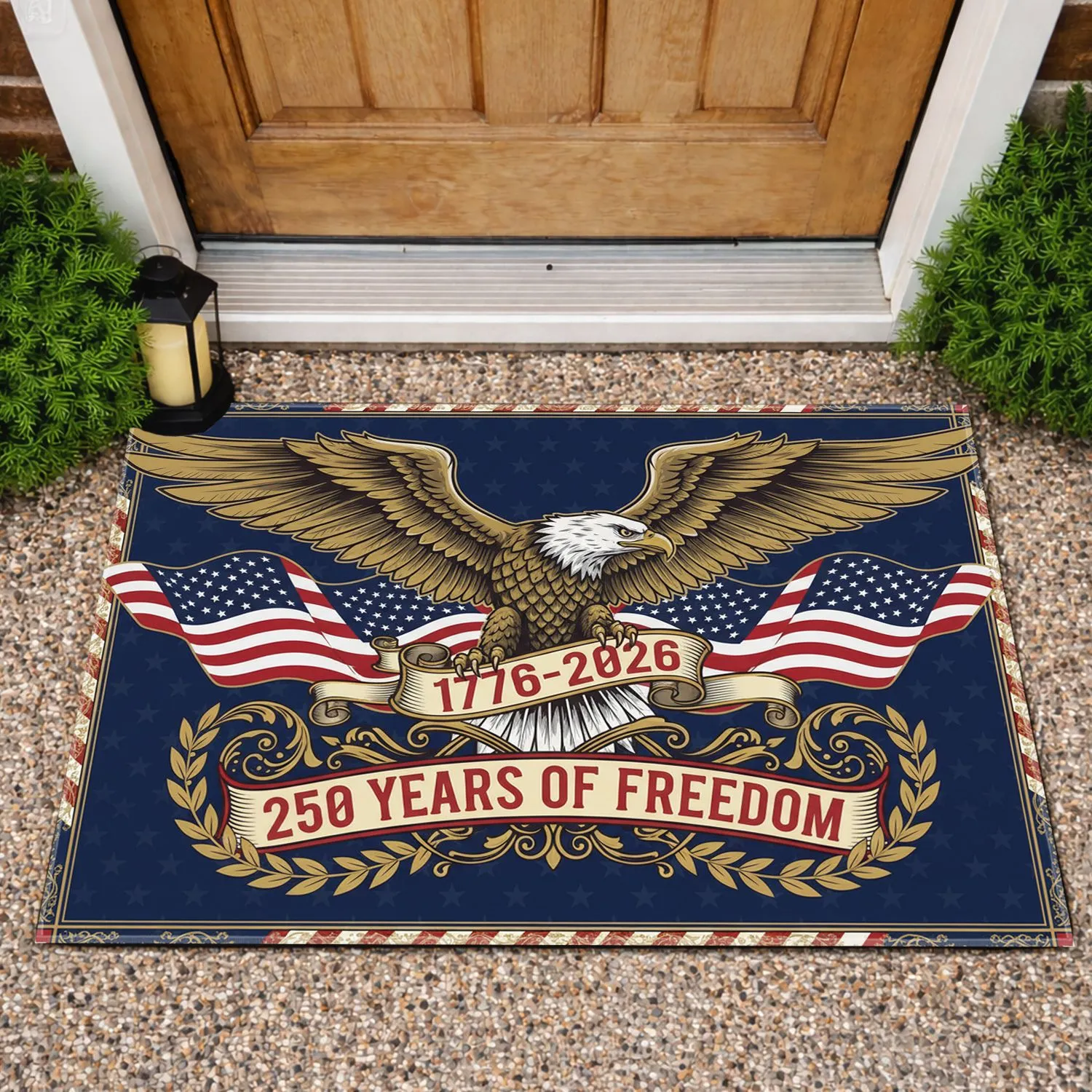 Bald Eagle American Flag 1776-2026 - USA 250th Anniversary Patriotic Outdoor Display Doormat - 1