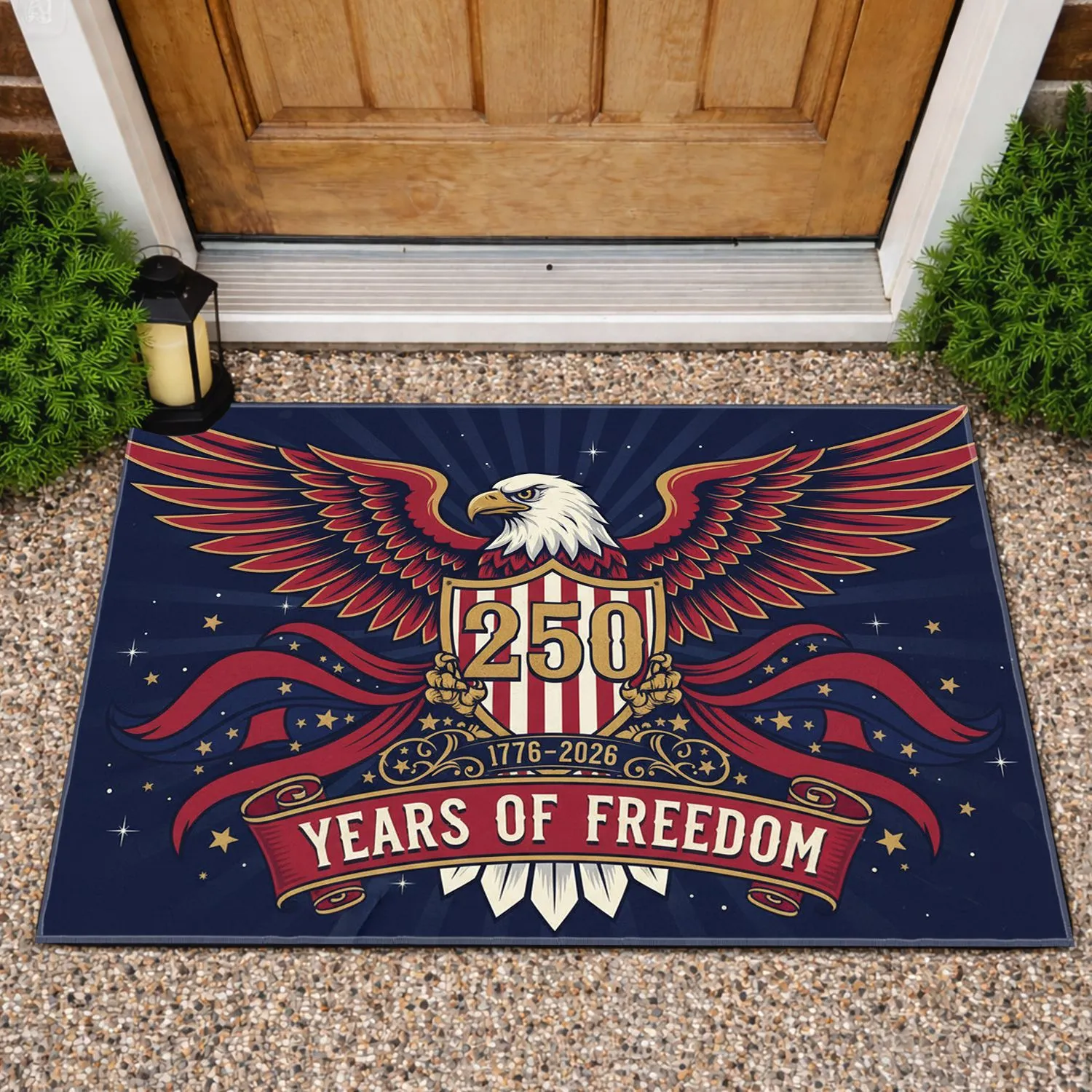 Bald Eagle American Flag 1776-2026 - USA 250th Anniversary Independence Day Gift for Veterans Doormat - 1