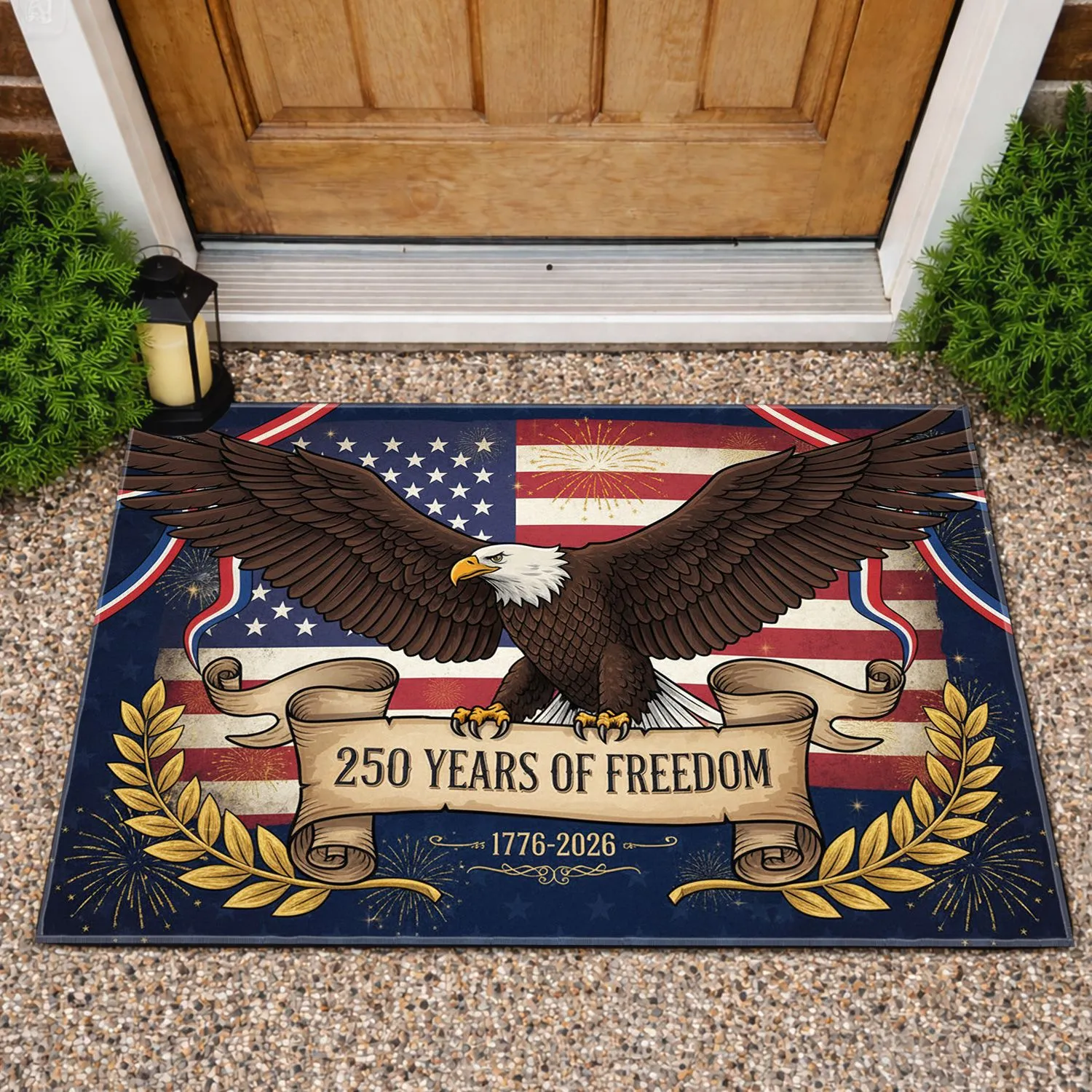 Bald Eagle American Flag 1776-2026 - USA 250th Anniversary Freedom Celebration Doormat - 1
