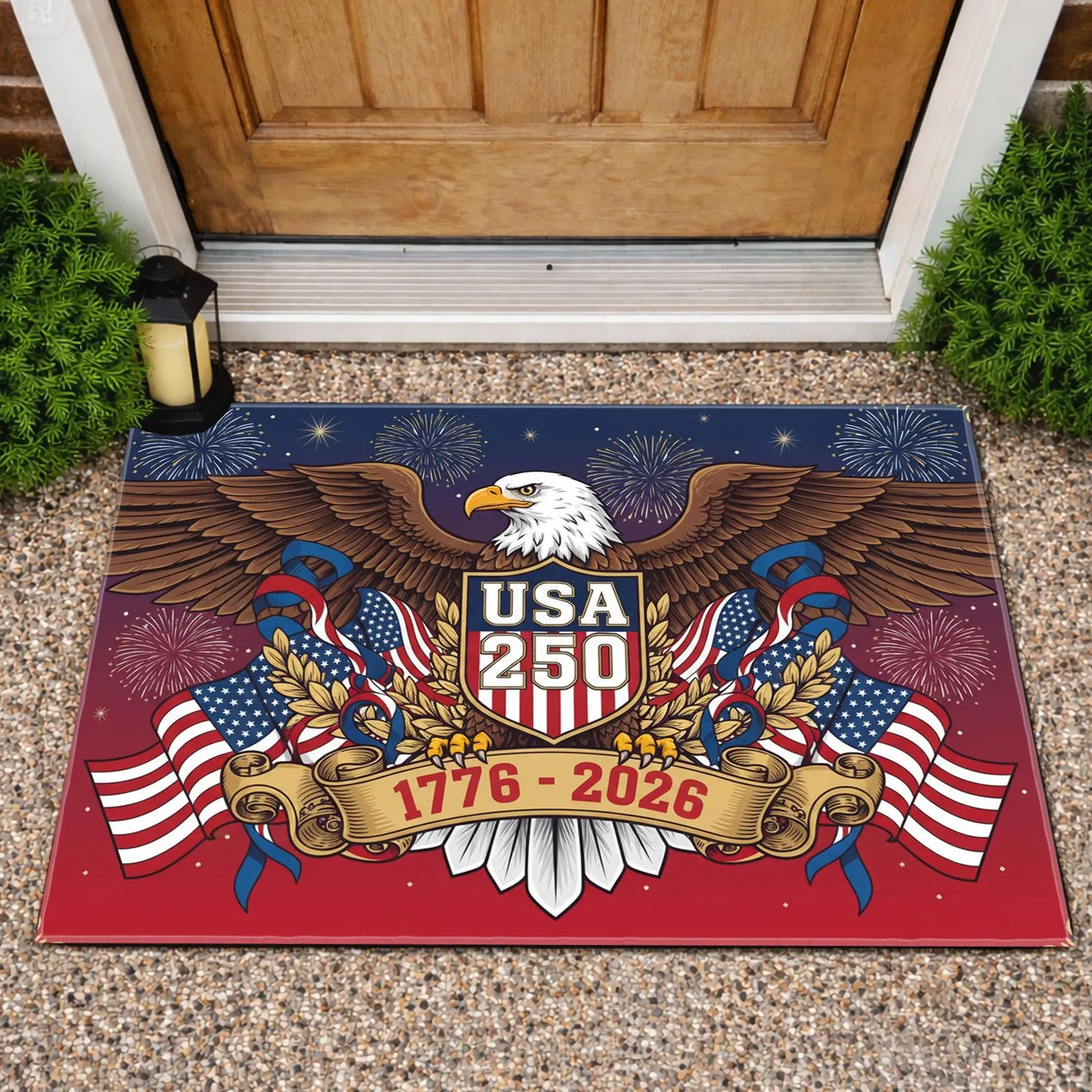 Bald Eagle American Flag USA 250th Anniversary 1776-2026 - Independence Day For Veterans Doormat - 1