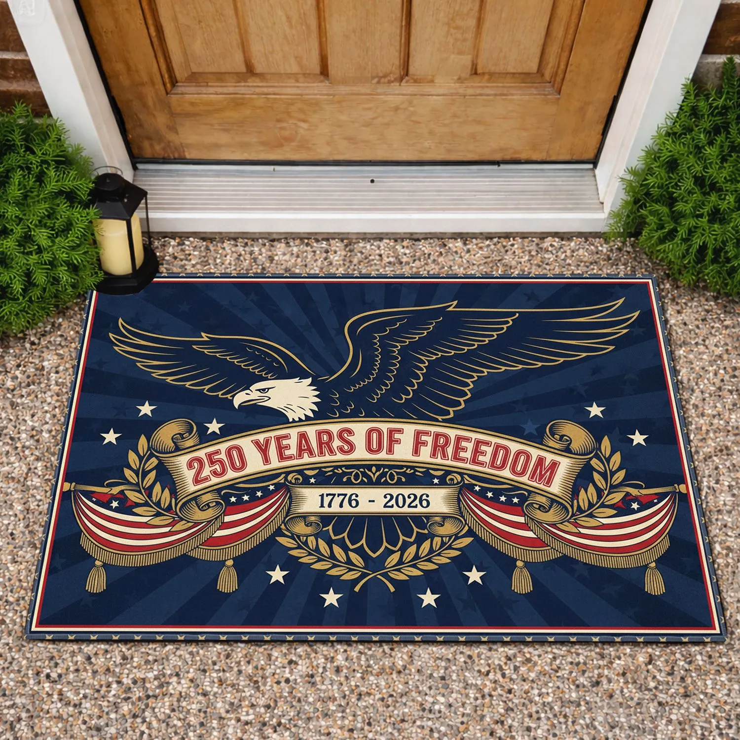 Bald Eagle American Flag 1776-2026 - USA 250th Anniversary Independence Day Decor Doormat - 1