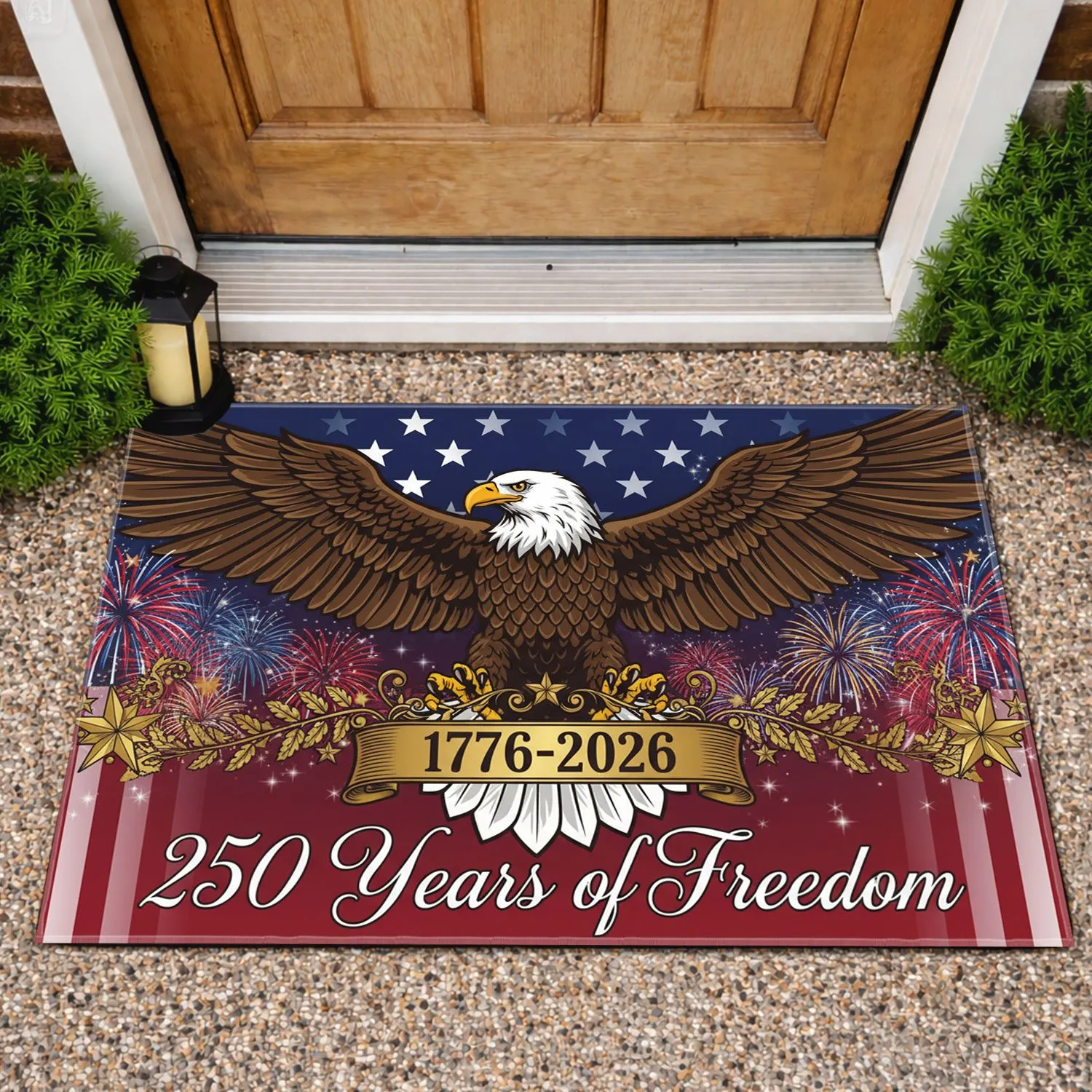Bald Eagle American Flag 1776-2026 USA 250th Anniversary - Patriot Gift for Veterans Doormat - 1