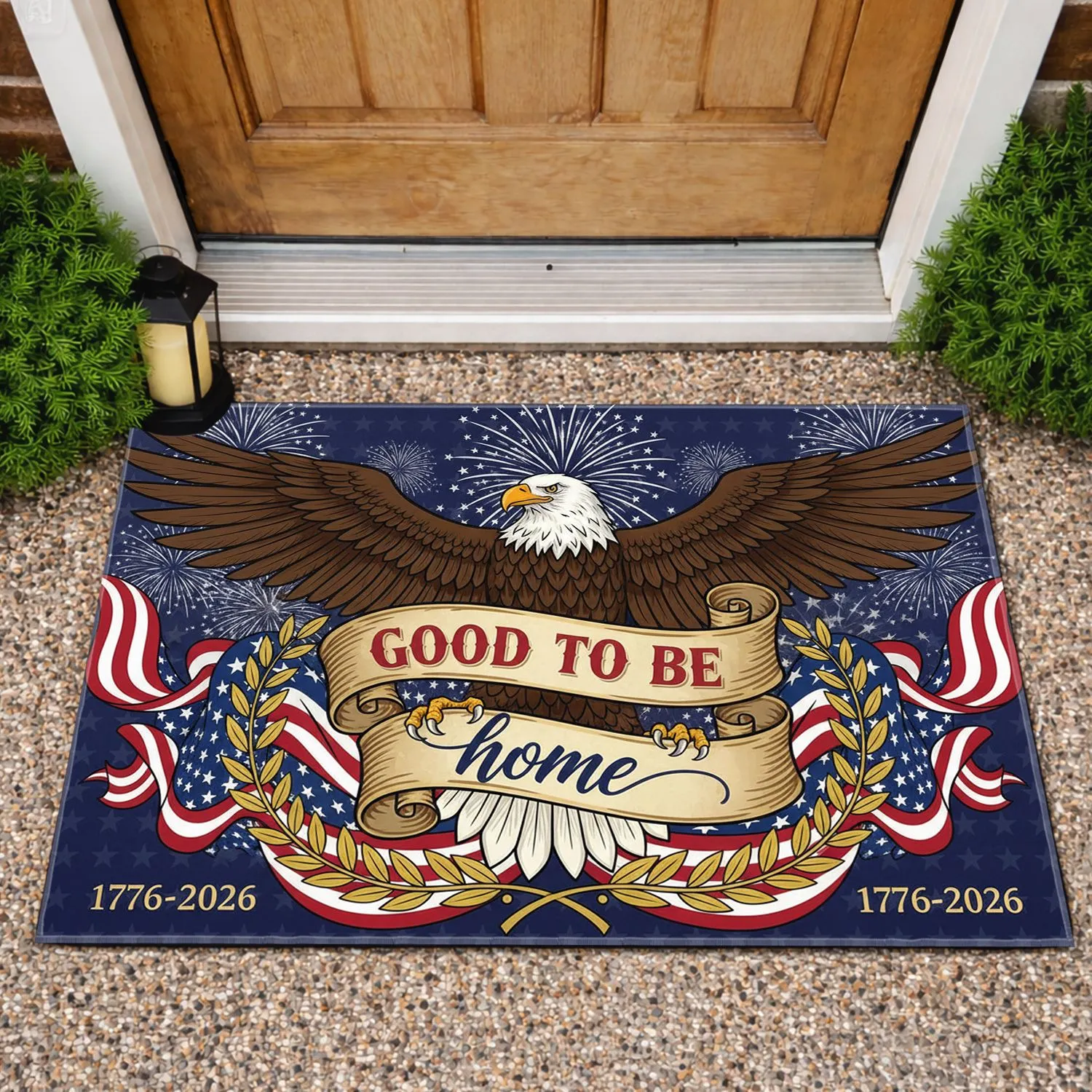 Bald Eagle American Flag 1776-2026 - USA 250th Anniversary Independence Day Freedom Doormat - 1
