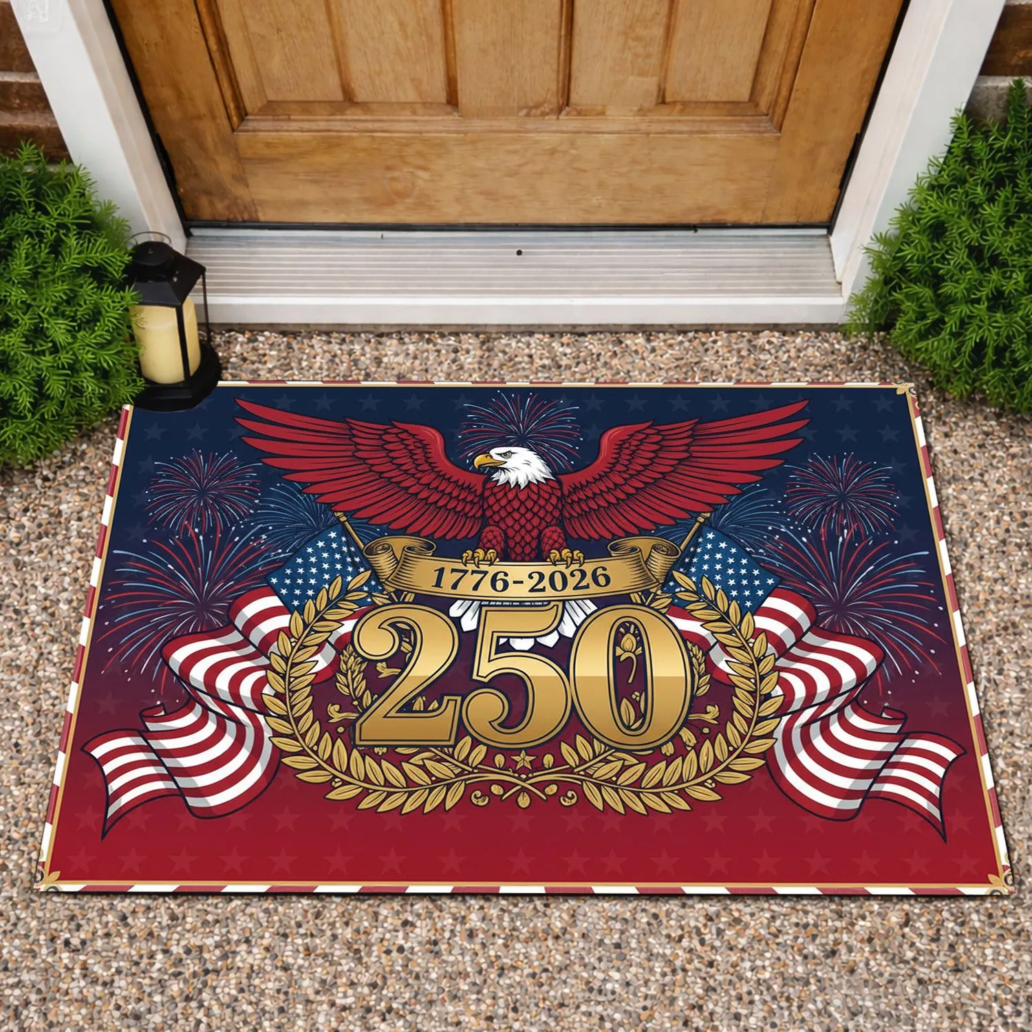 Bald Eagle American Flag 1776-2026 - USA 250th Anniversary Independence Day for Veterans Doormat - 1