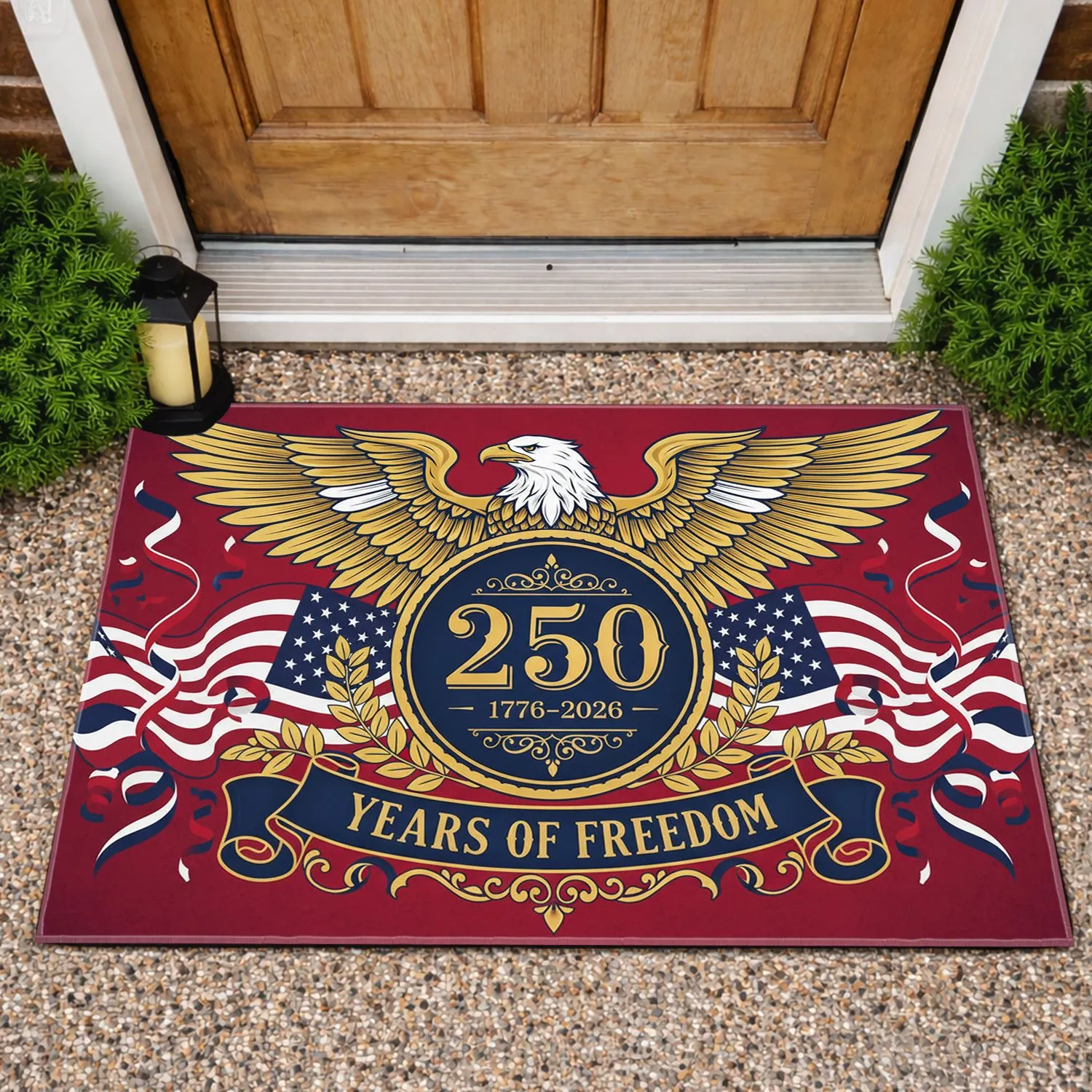 Bald Eagle American Flag 1776-2026 - USA 250 Years of Freedom Patriotic Heritage Gift Doormat - 1