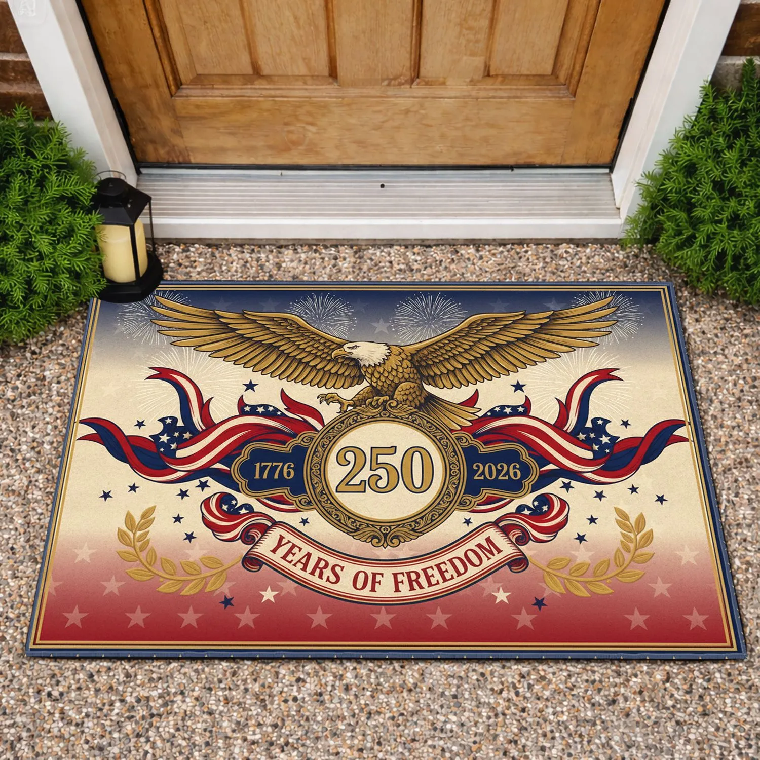 Bald Eagle 250 Years Freedom Shield 1776-2026 - USA Independence Day Tribute Doormat - 1
