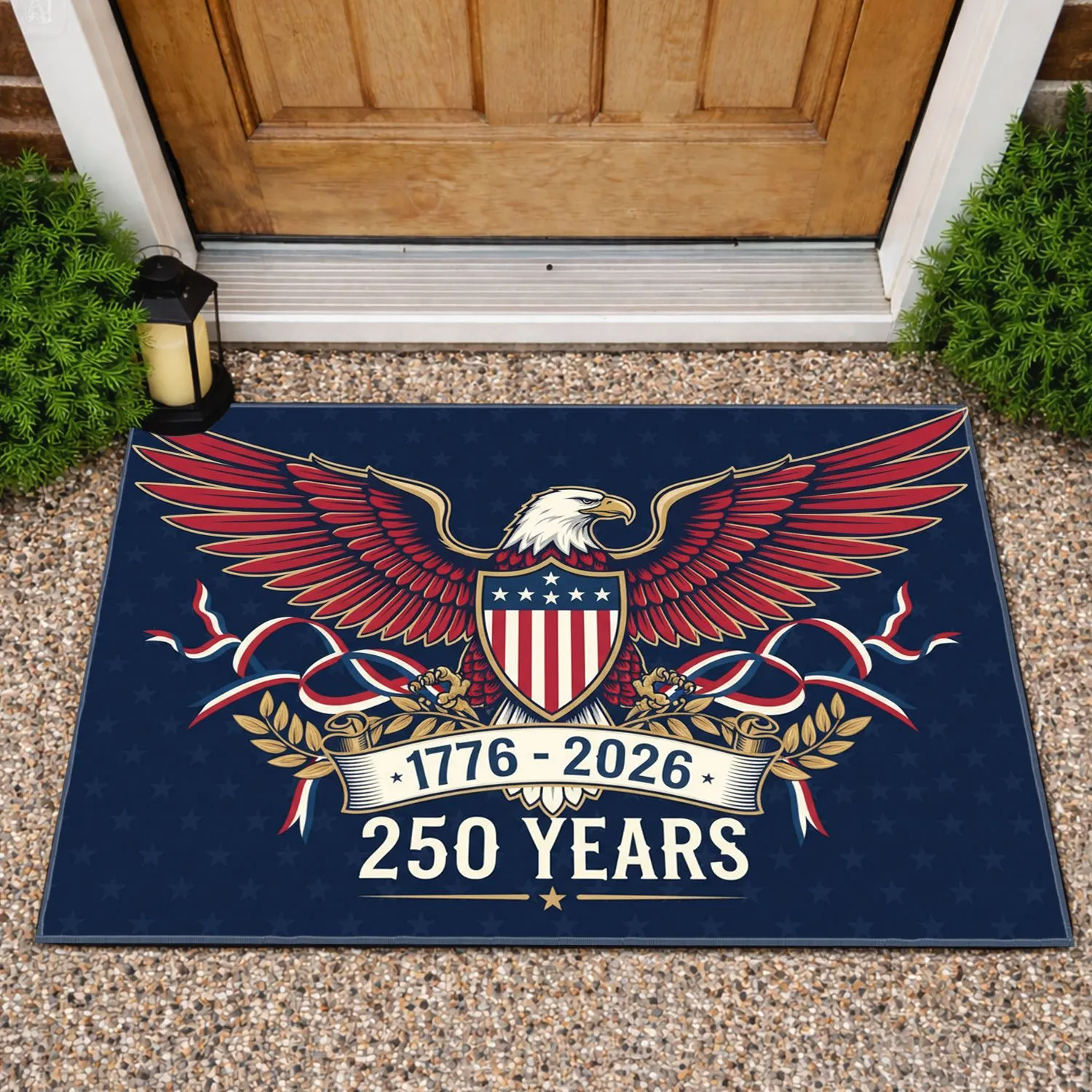 Bald Eagle American Flag 1776-2026 - USA 250th Anniversary Patriotic Gift for Veterans Doormat - 1