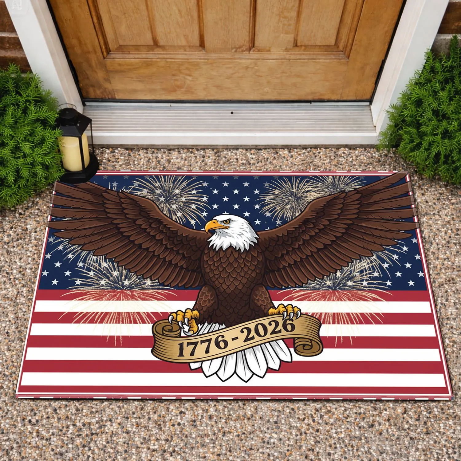 Bald Eagle American Flag 1776-2026 - USA 250th Anniversary Independence Day Gift for Dad Doormat - 1