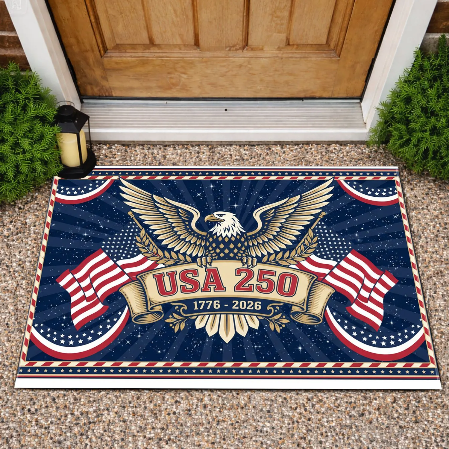 Bald Eagle American Flag USA 250th Anniversary 1776-2026 - Patriotic Gift for Veterans Doormat - 1