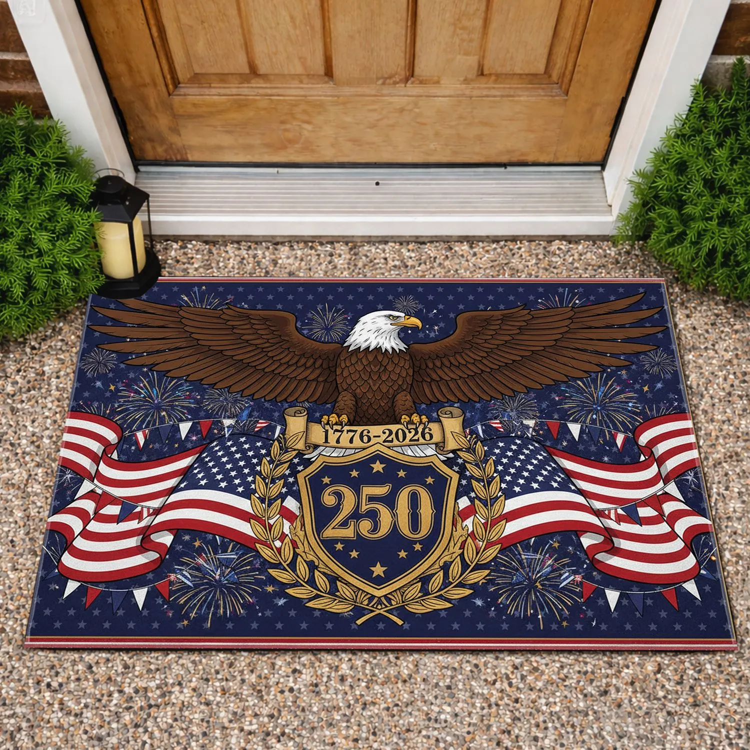 Bald Eagle American Flag 1776-2026 - USA 250th Anniversary Patriotic Gift for Veterans Doormat - 1