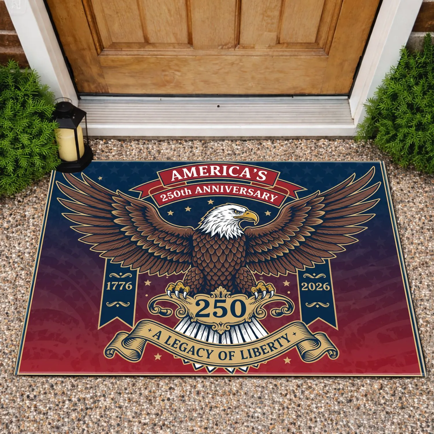 Bald Eagle American Flag 1776-2026 - USA 250th Anniversary Legacy of Liberty Doormat - 1