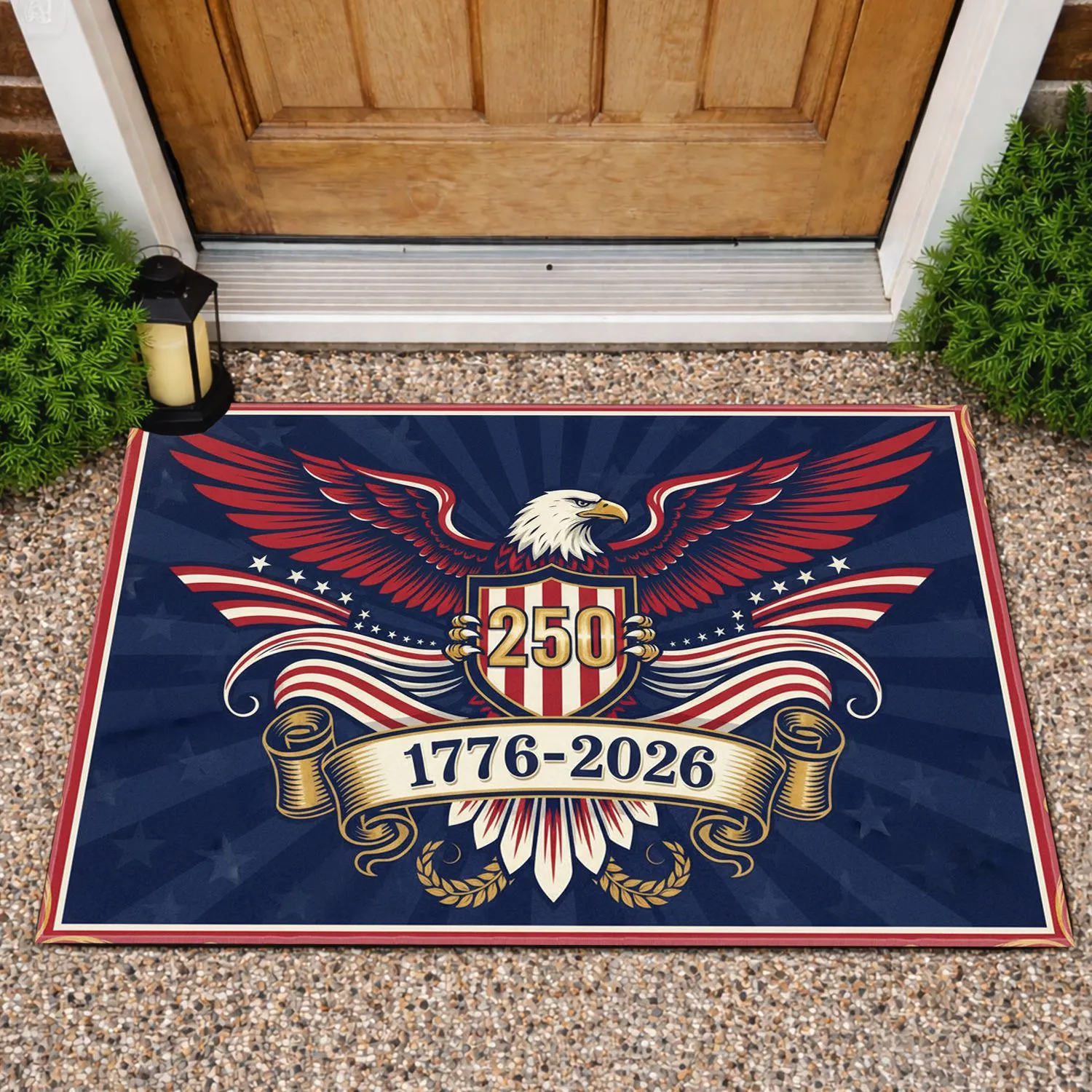 Bald Eagle American Flag 1776-2026 - USA 250th Anniversary Independence Day Gift for Veterans Doormat - 1