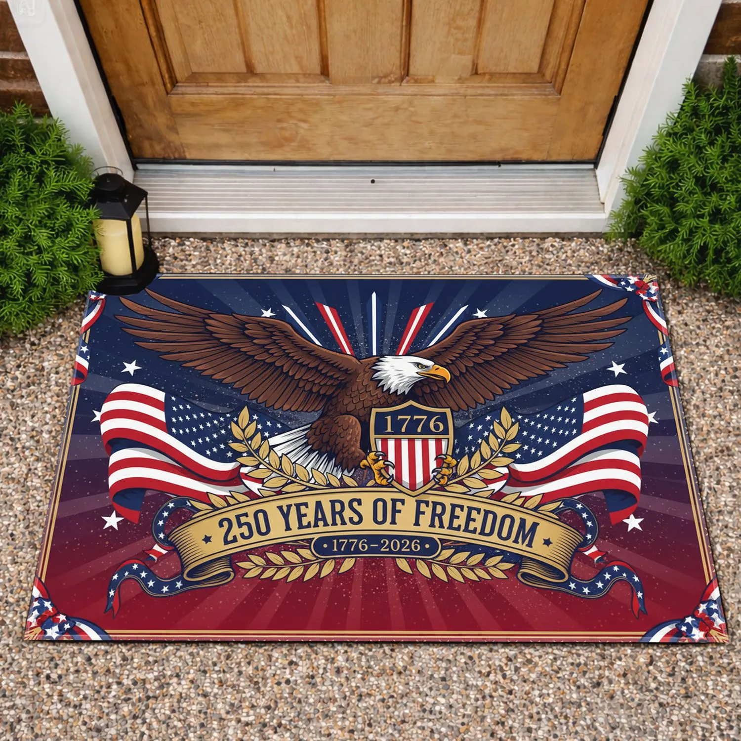 Bald Eagle American Flag 1776-2026 - USA 250th Anniversary Independence Day Gift Doormat - 1