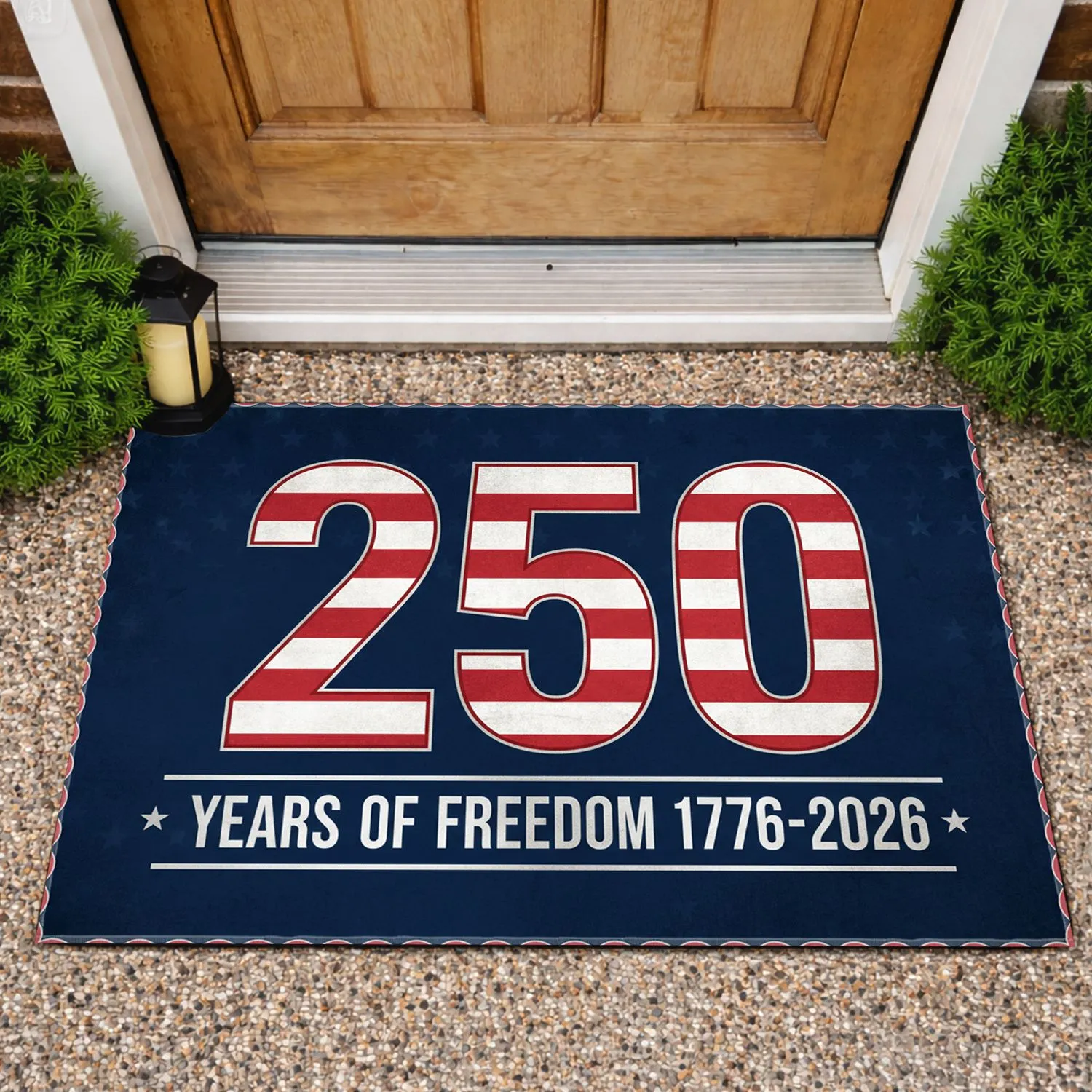Bold 250 Years of Freedom 1776-2026 USA Patriotic Stars Stripes Anniversary Doormat - 1