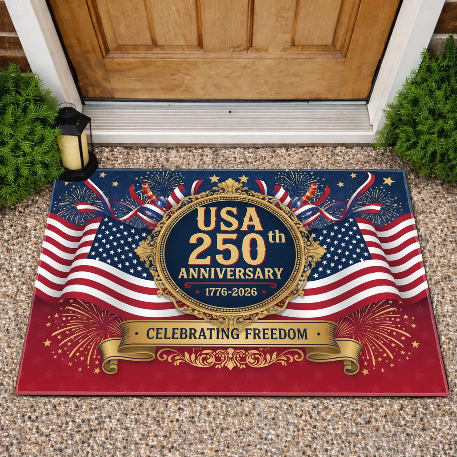 USA 250th Anniversary American Flag 1776-2026 - Patriotic Freedom Independence Day Doormat - 1