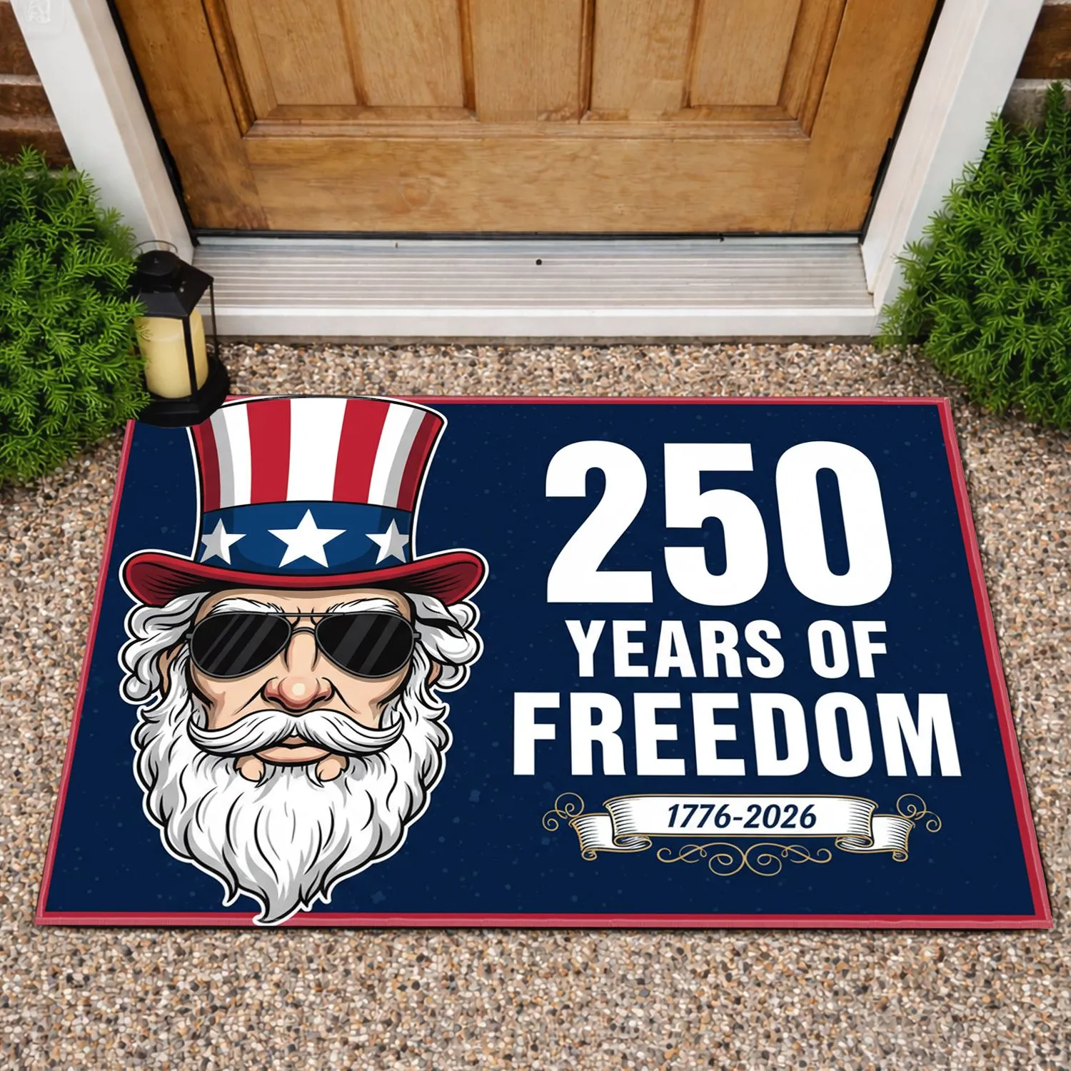Uncle Sam 250 Years of Freedom 1776-2026 - American Patriot Independence Day Design Doormat - 1