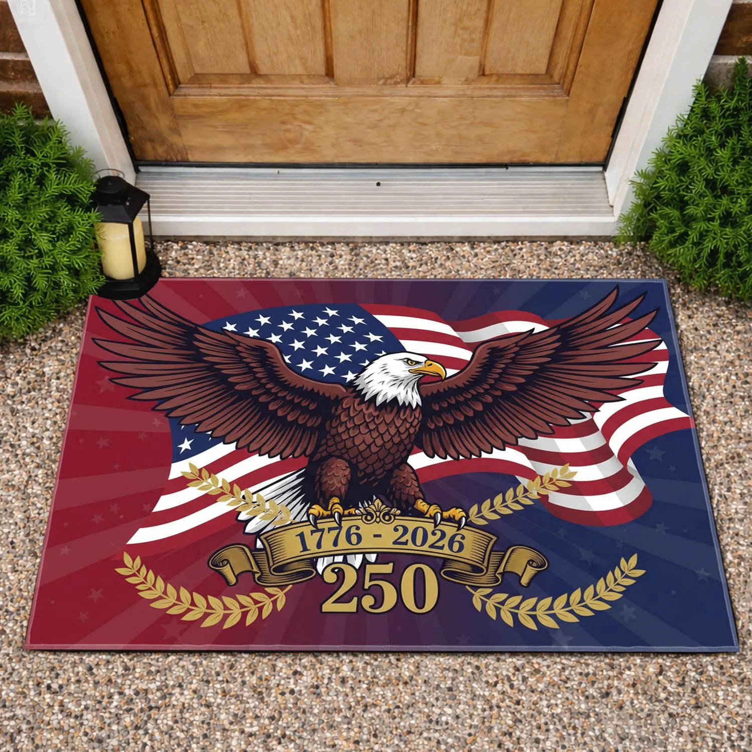 Bald Eagle American Flag 1776-2026 - USA 250th Anniversary Independence Day Gift for Veterans Doormat - 1