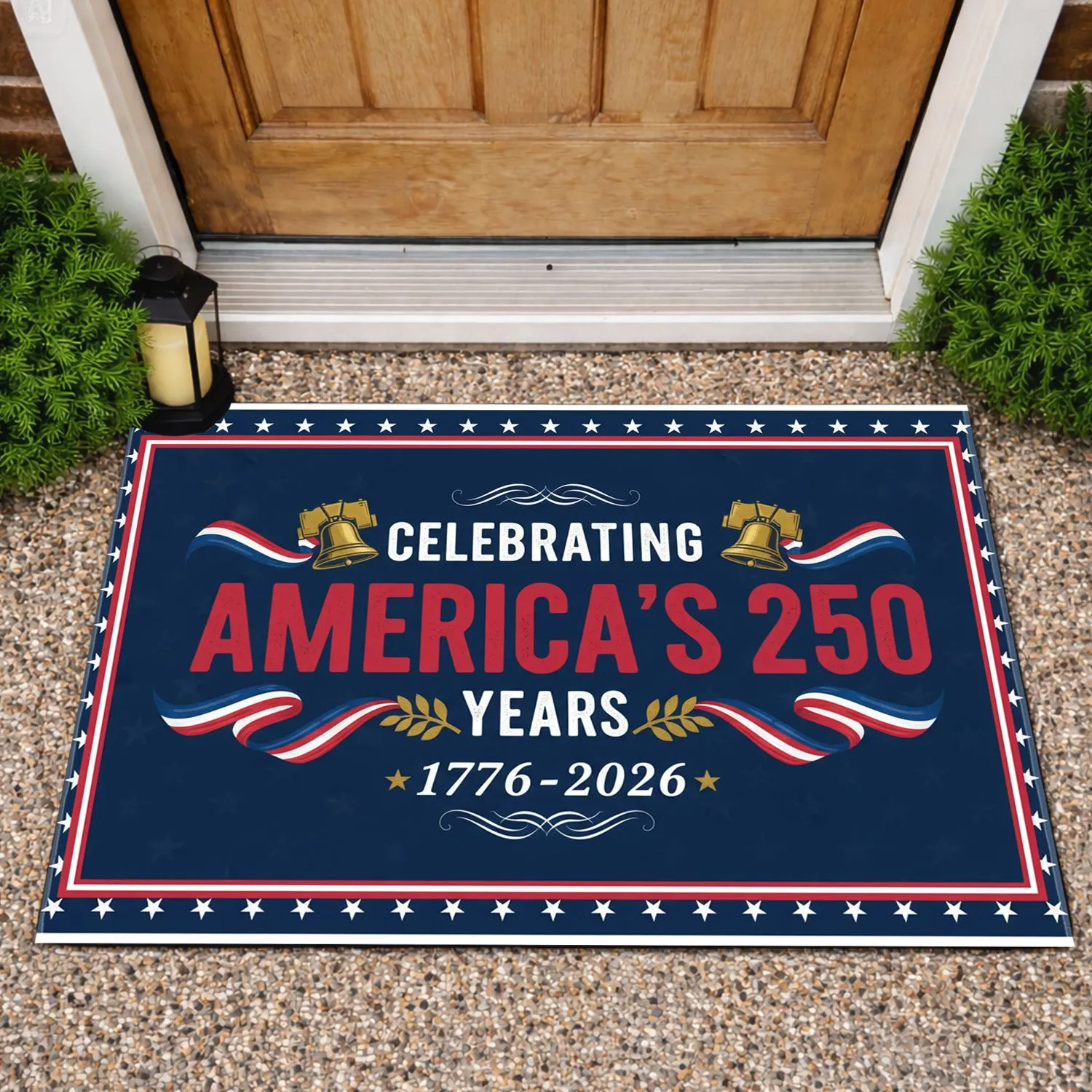 America 250th Liberty Bell Bunting 1776-2026 - Patriotic Anniversary for Veterans Doormat - 1