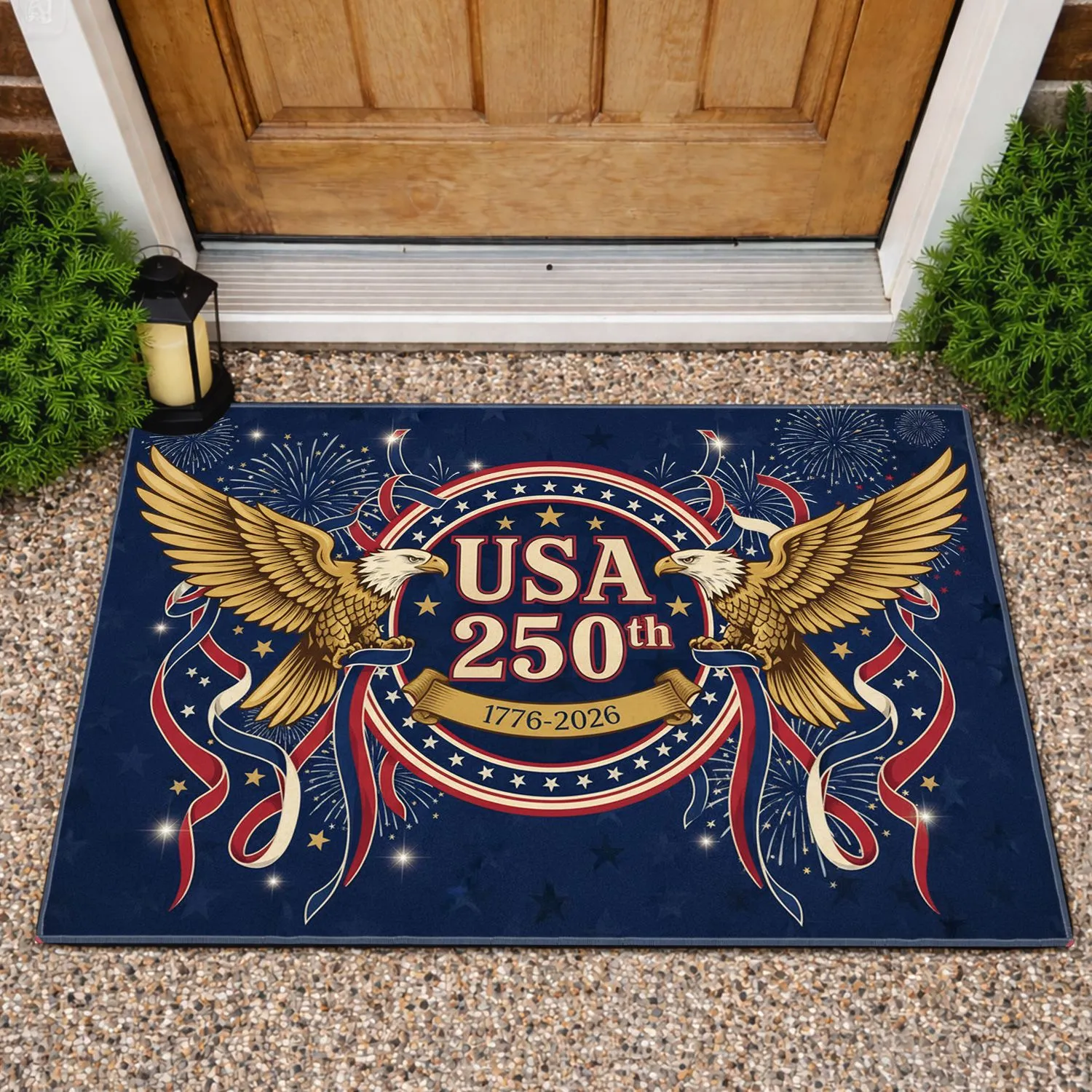 Bald Eagle American Flag 1776-2026 - USA 250th Anniversary Independence Day Gift for Dad Doormat - 1