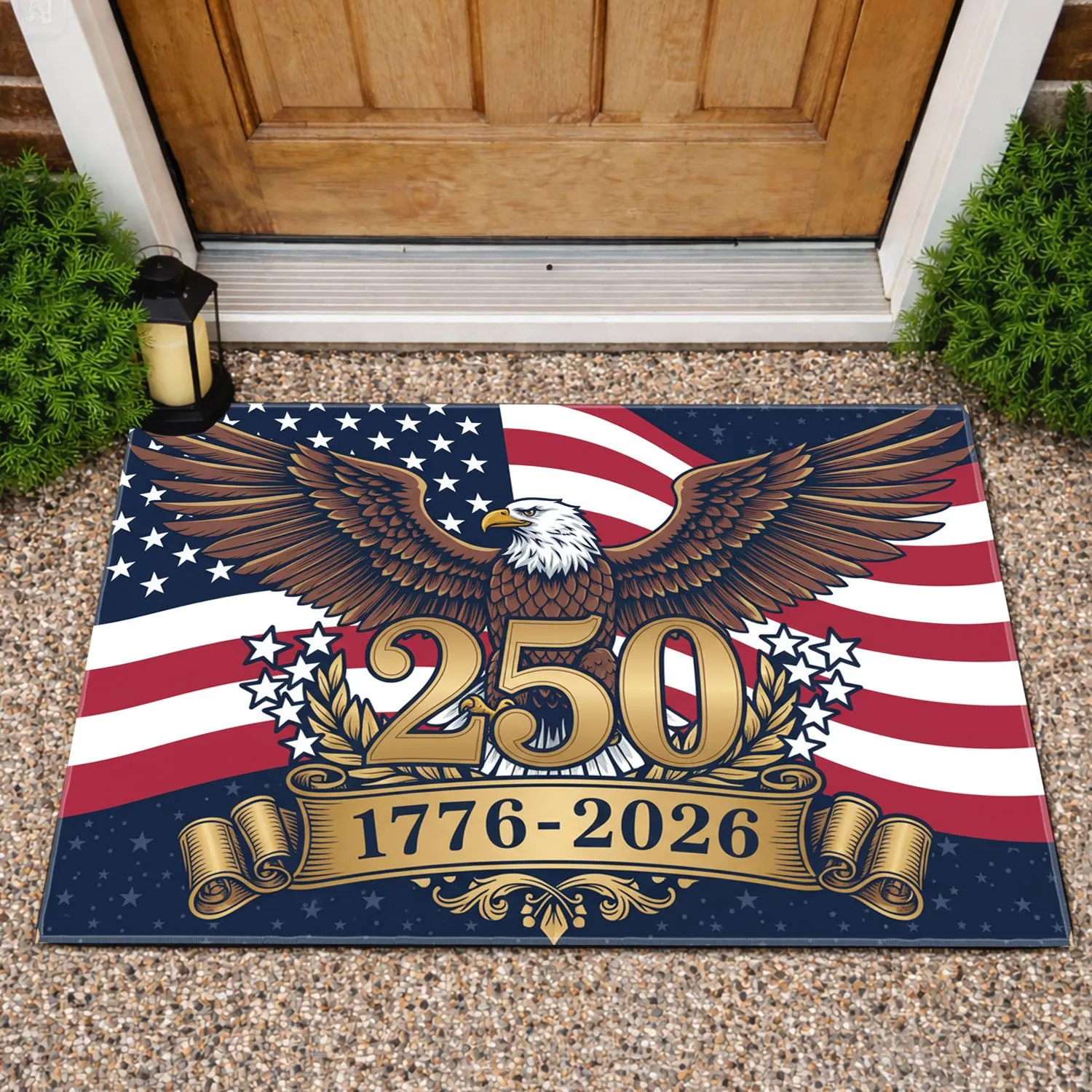 Bald Eagle American Flag 1776-2026 - USA 250th Anniversary Patriotic Gift Doormat - 1