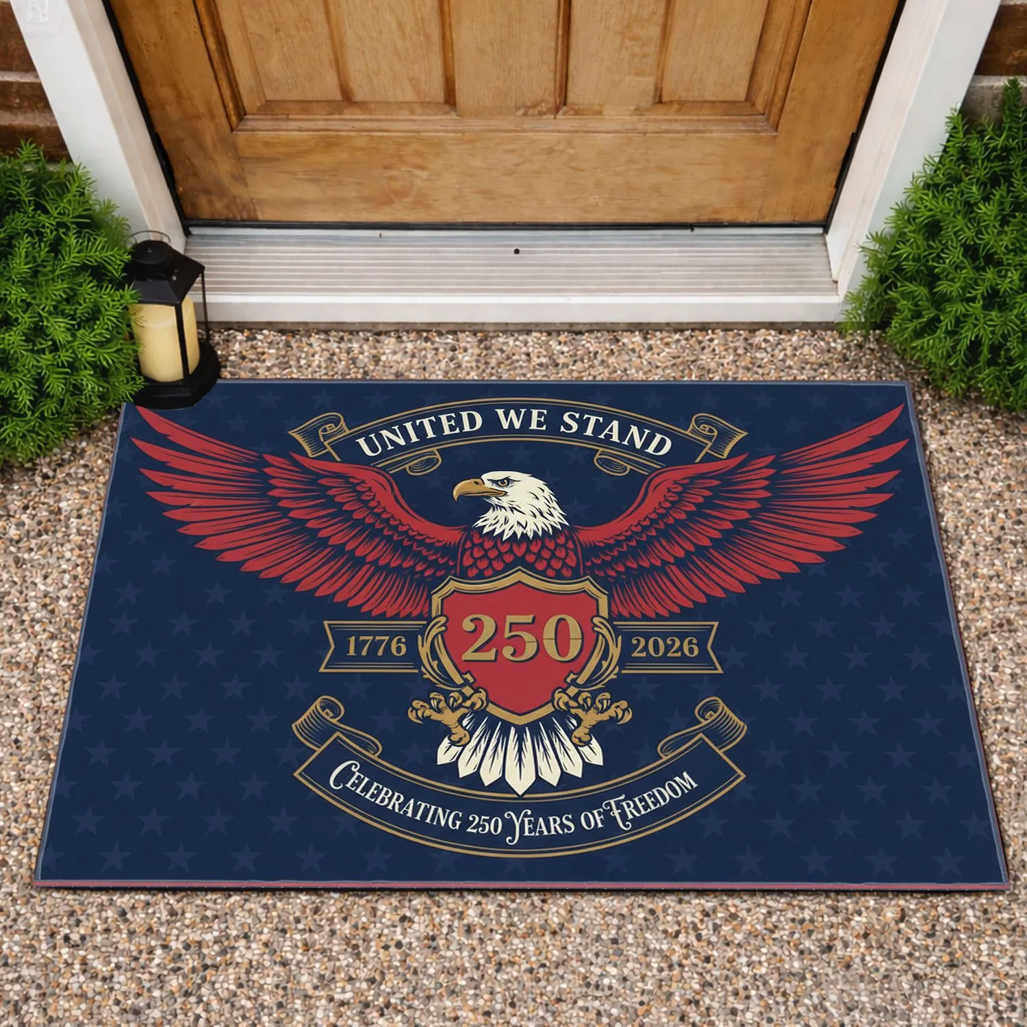 Bald Eagle American Flag 1776-2026 - USA 250th Anniversary United We Stand Design Doormat - 1