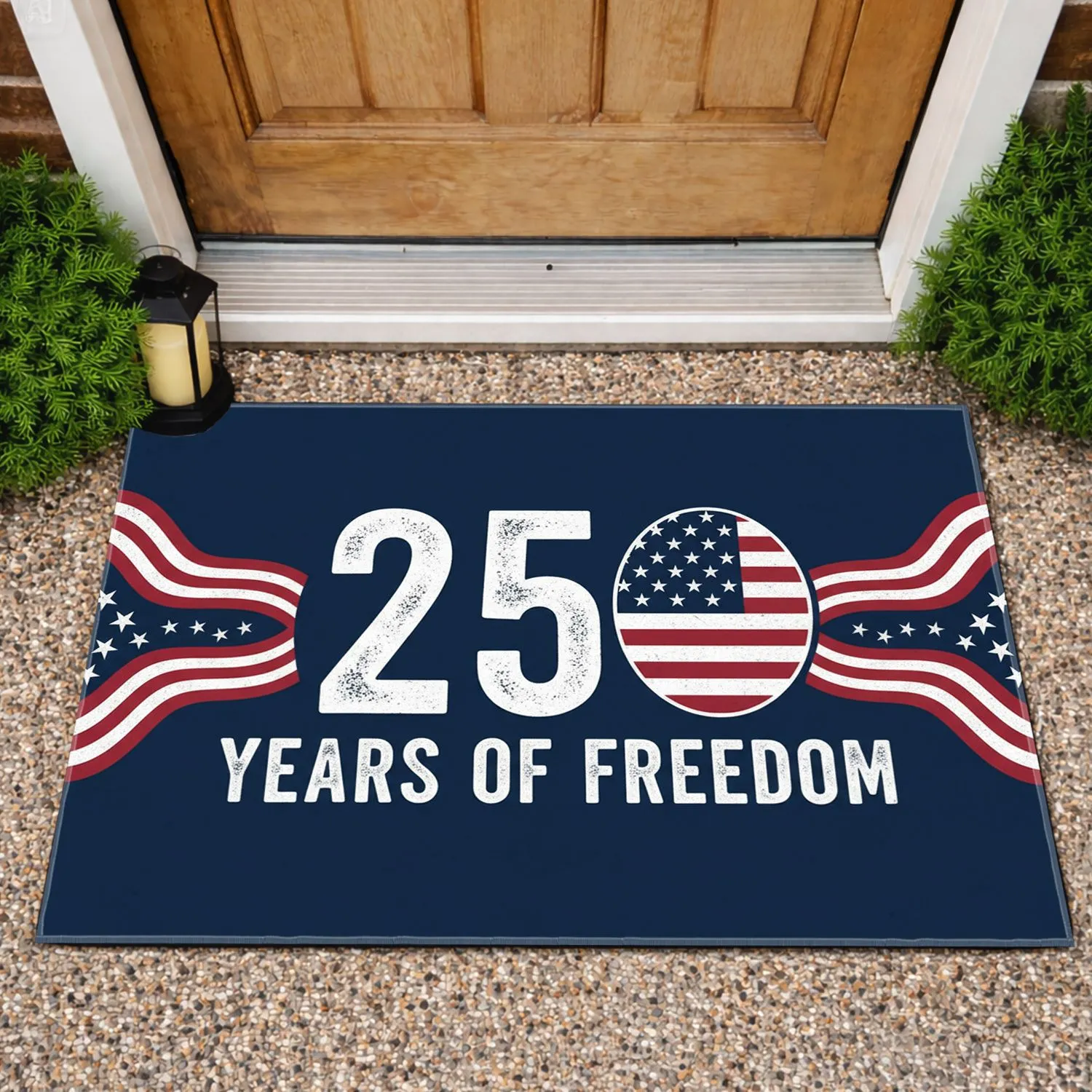 250 Years of Freedom Star Medallions Stripes - USA 250th Anniversary Patriotic Outdoor Decor Doormat - 1